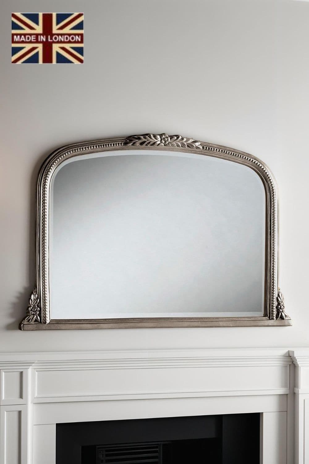 Beaded Overmantle Mirror Bevelled 101 x66cm