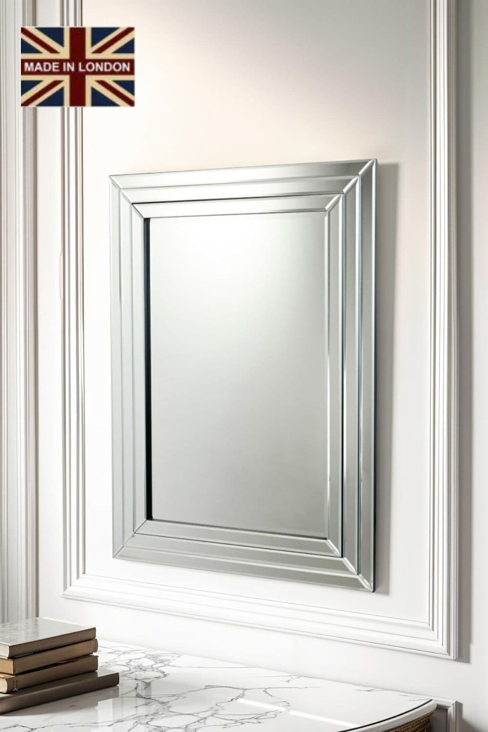 Triple Stepped Bevelled Wall Mirror 119x89cm