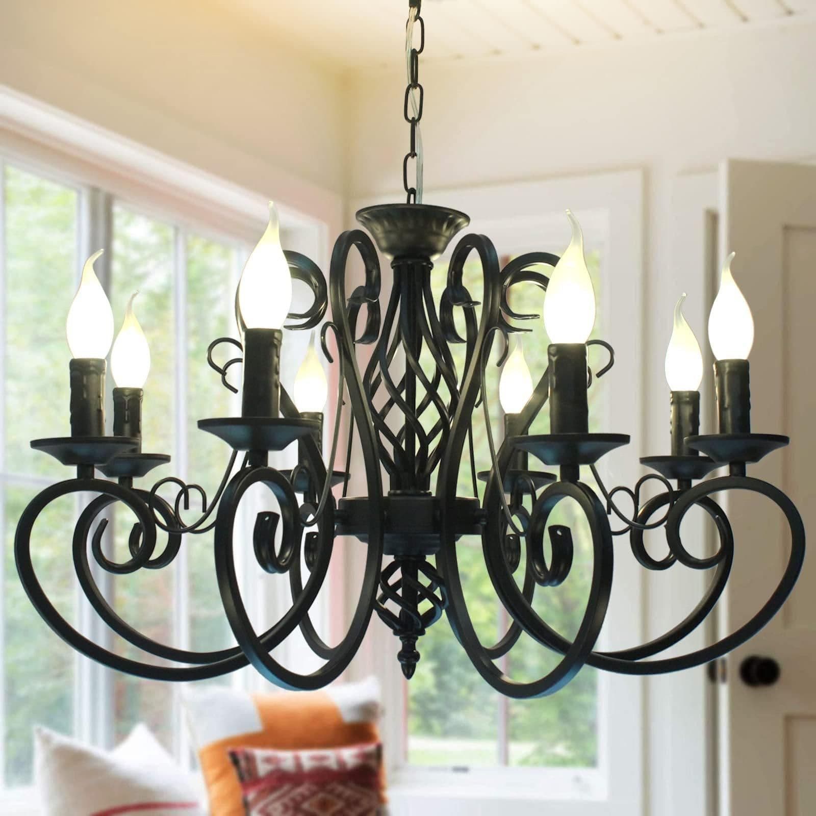 8 Lights Iron French Country Vintage Pendant Chandelier