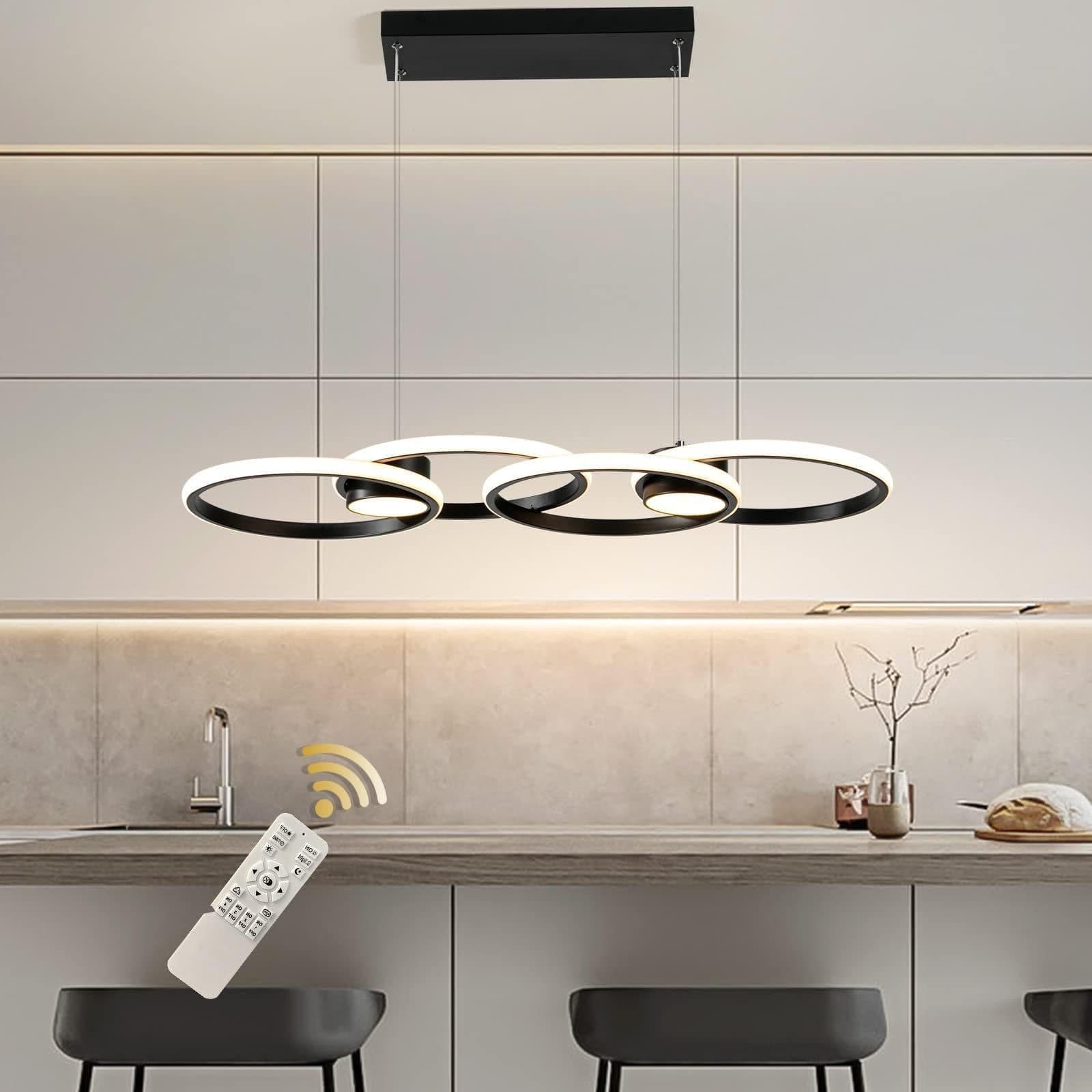 Modern 4 Rings Dimmable LED Chandelier Remote