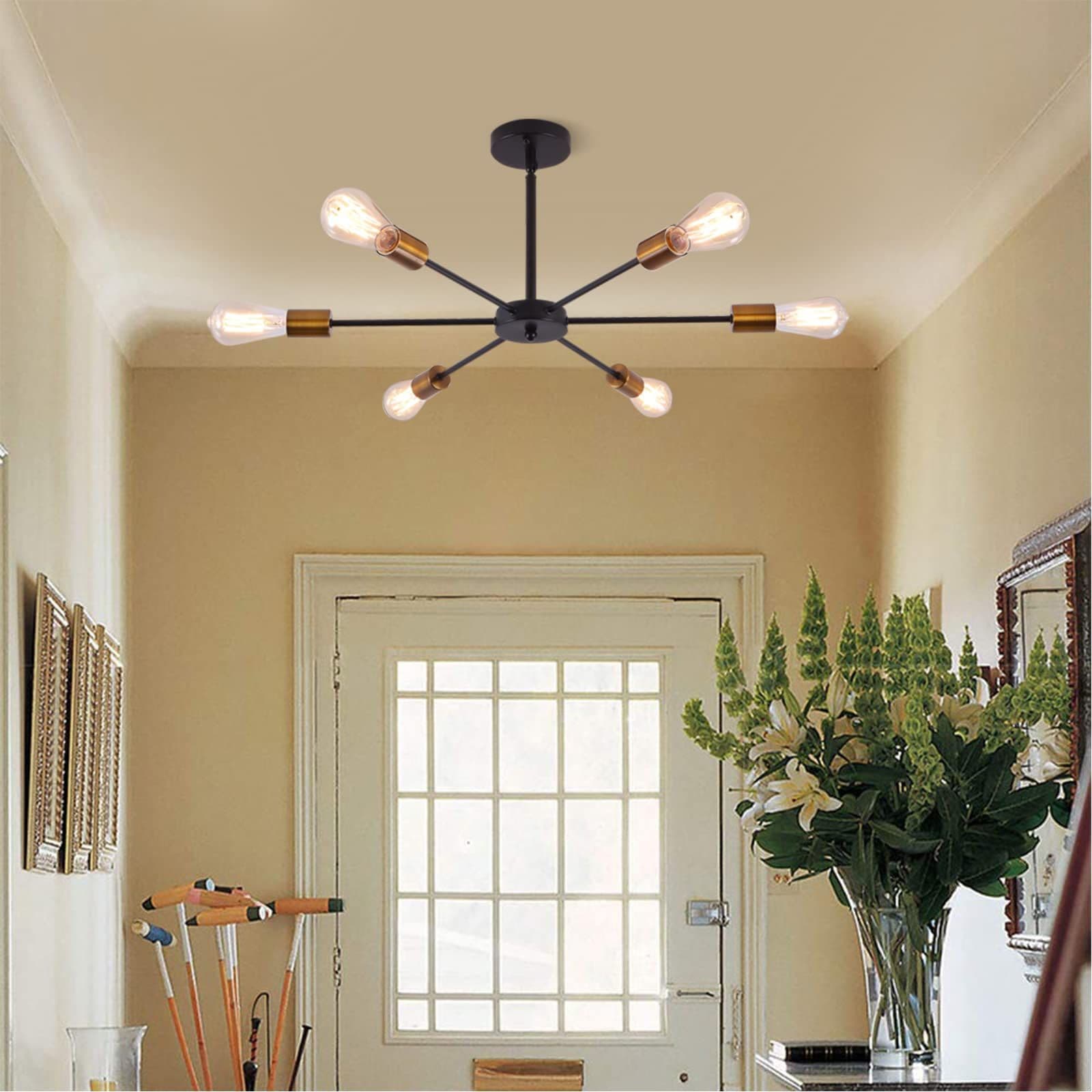 6 Lights Sputnik Modern Industrial Chandelier Farmhouse Kitchen Living Room
