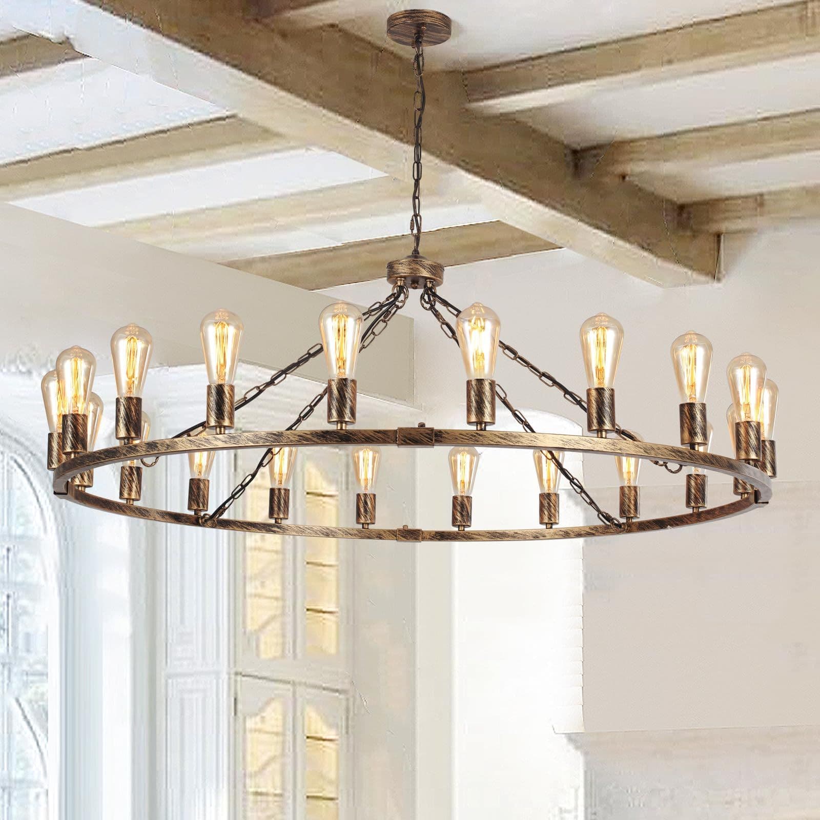 20 Light Wagon Wheel Chandelier