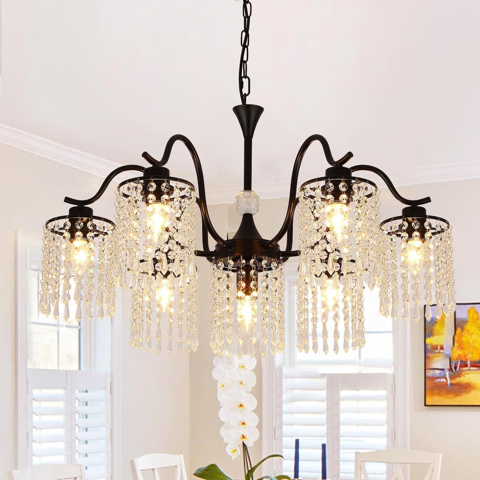 7 Light Modern Glass Shade Chandelier