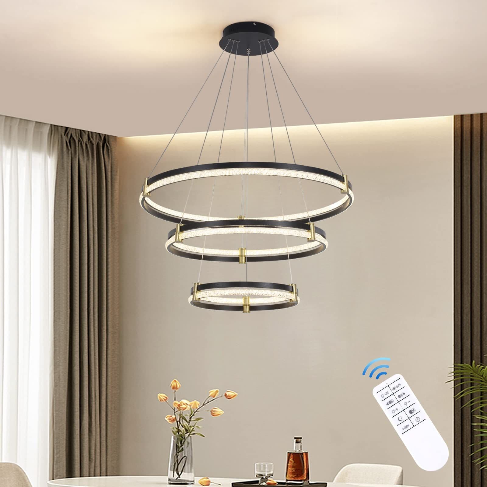 Modern 3 Ring Dimmable LED Chandelier