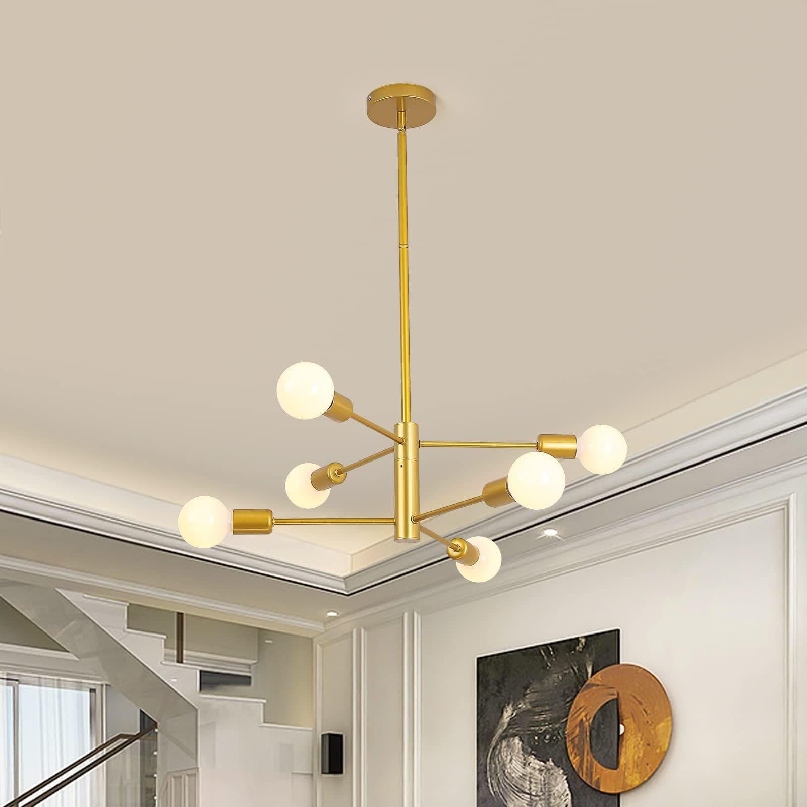 6 Light Sputnik Hanging Industrial Semi Flush Mount Ceiling Light