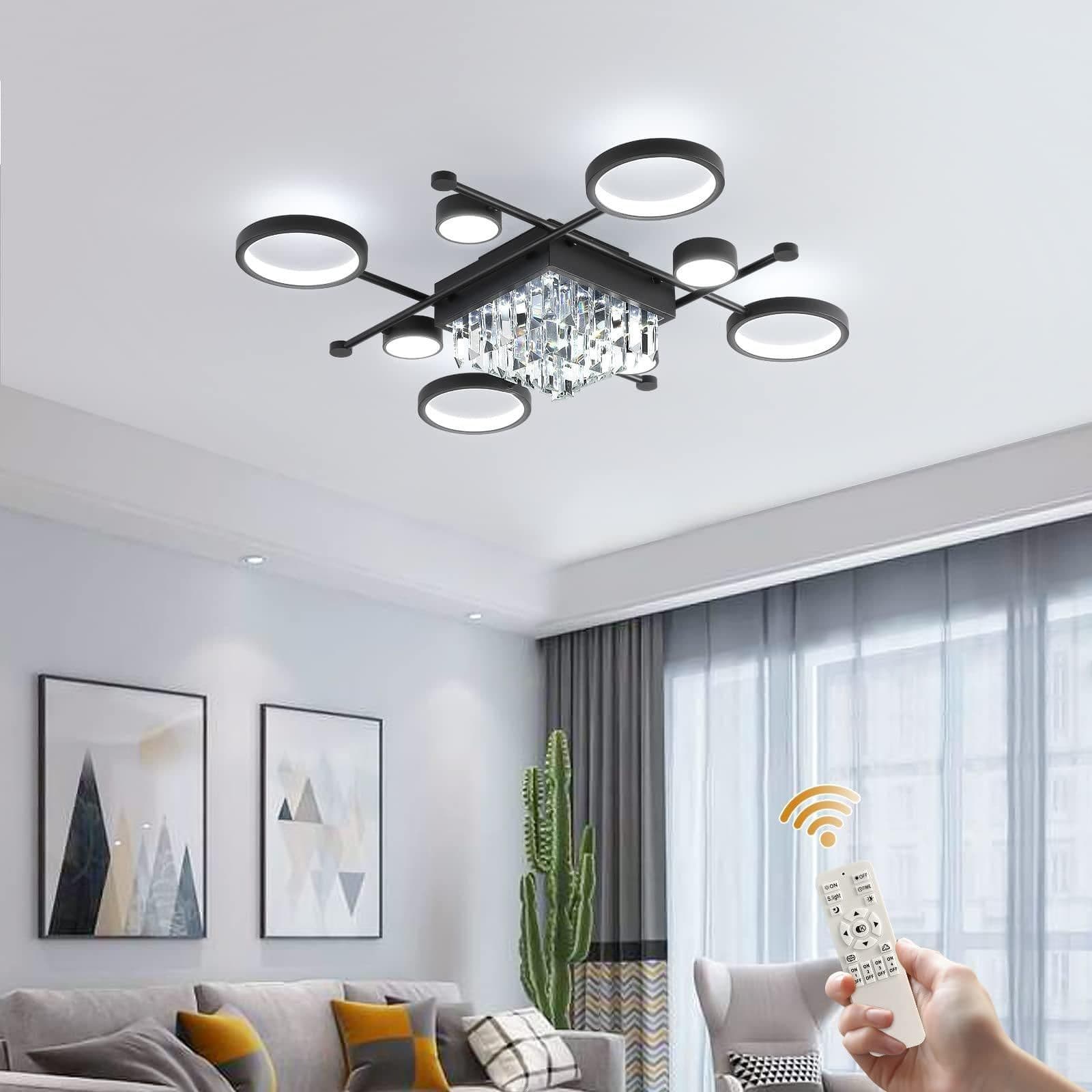 65W 8 Head Crystal Ceiling Light Flush Mount LED Chandelier
