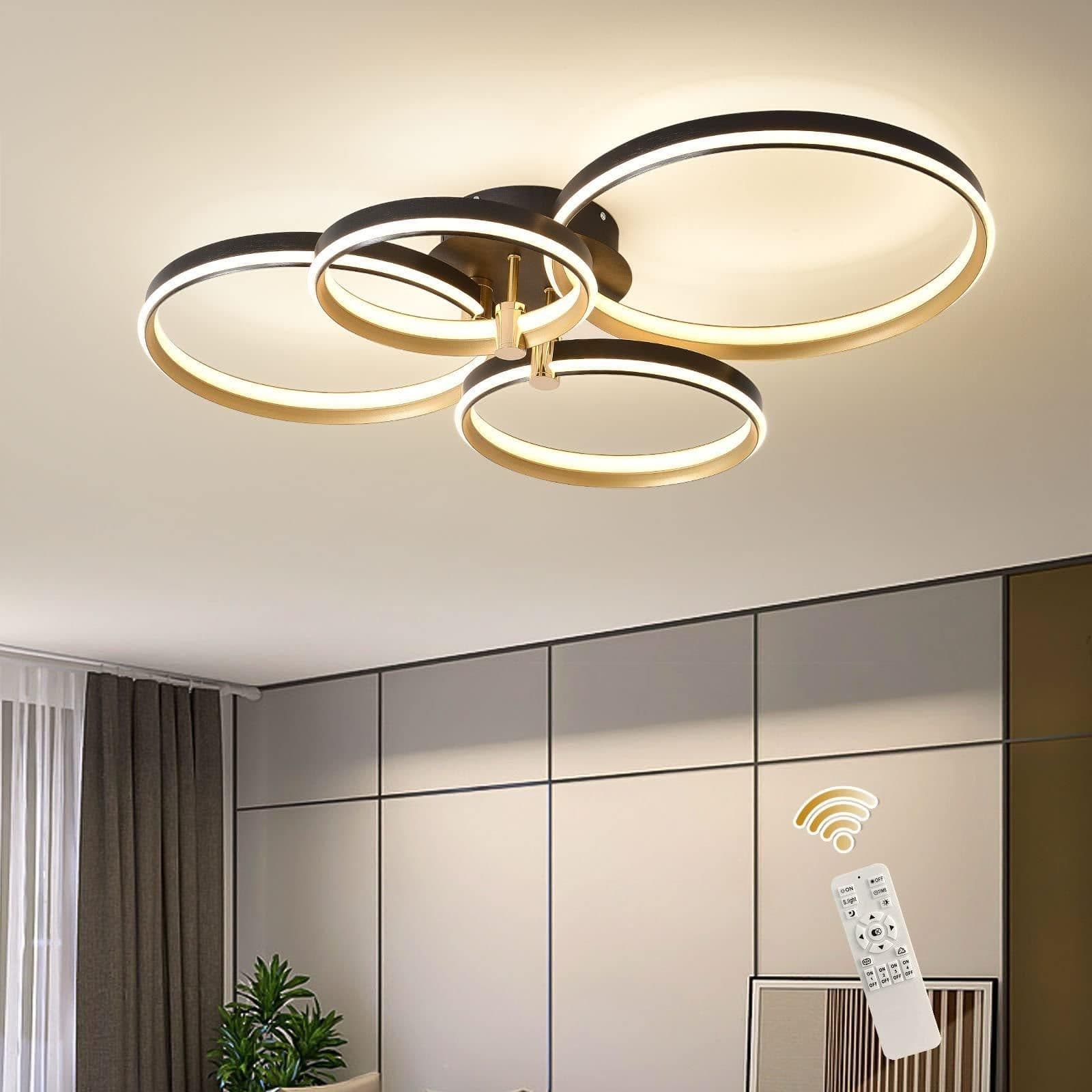 60W 4 Rings Dimmable LED Ceiling Light Modern Ceiling Lamp