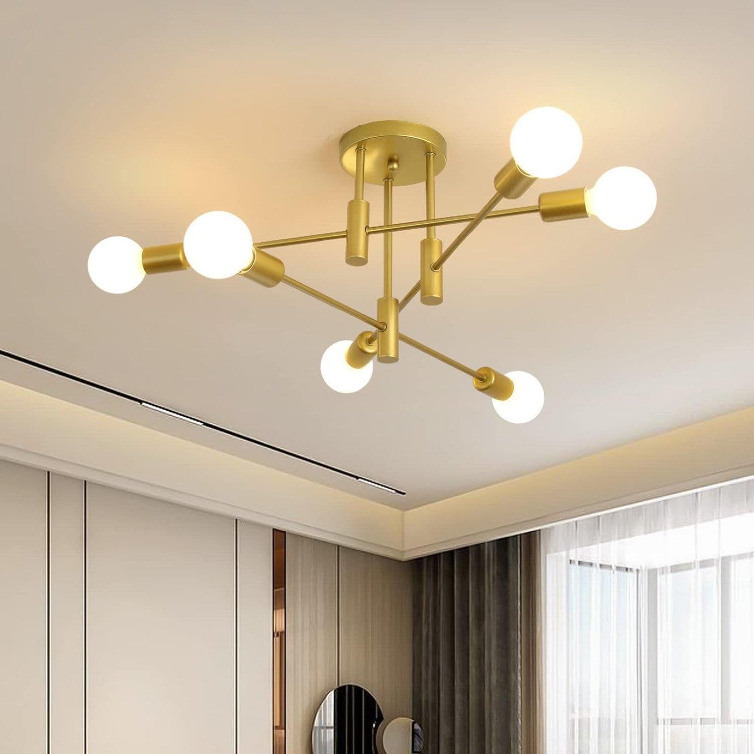 6 Lights Modern Chandelier Metal Vintage Pendant Light
