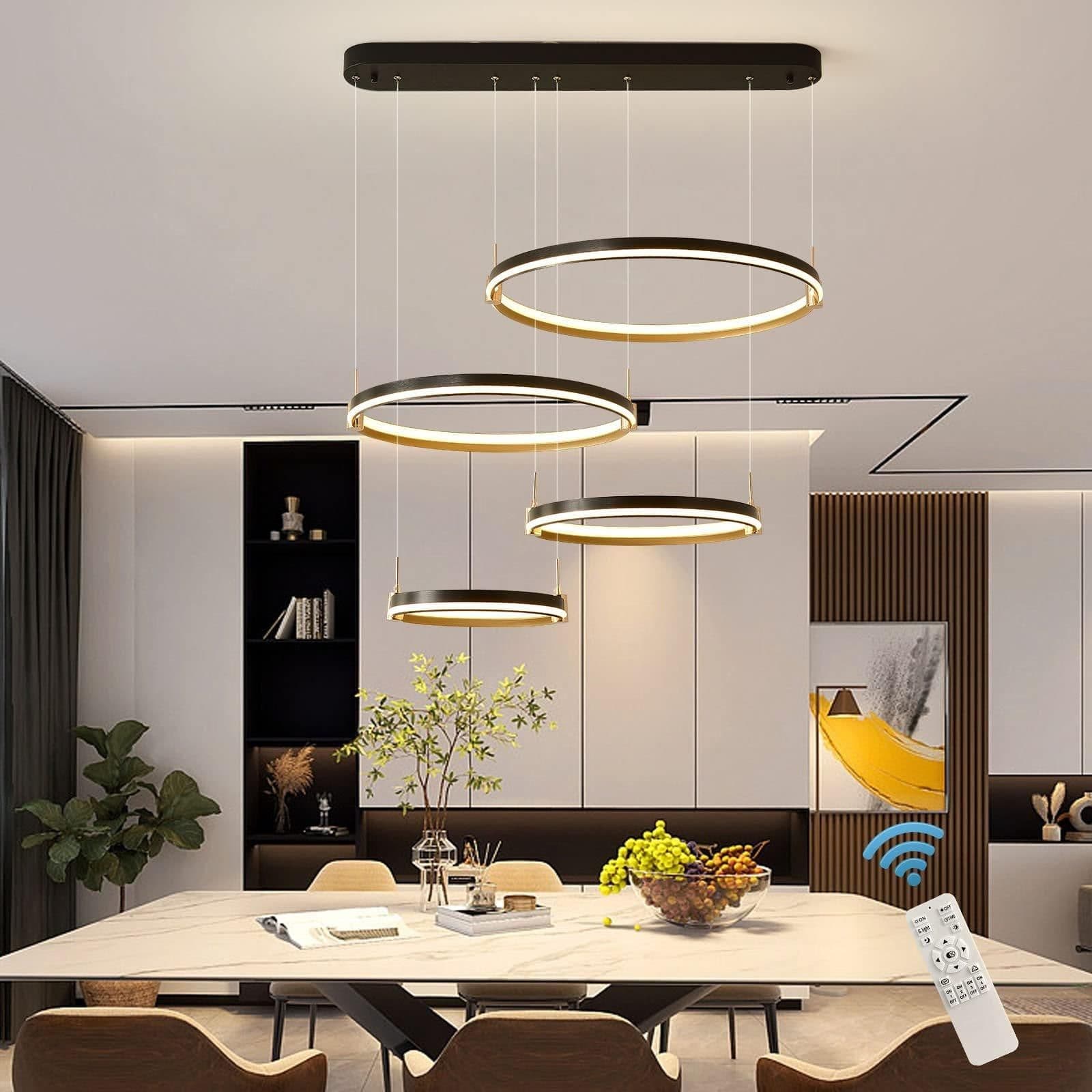 Modern 4 Rings 100W DIY Shape Hanging Light Dimmable LED Chandelier