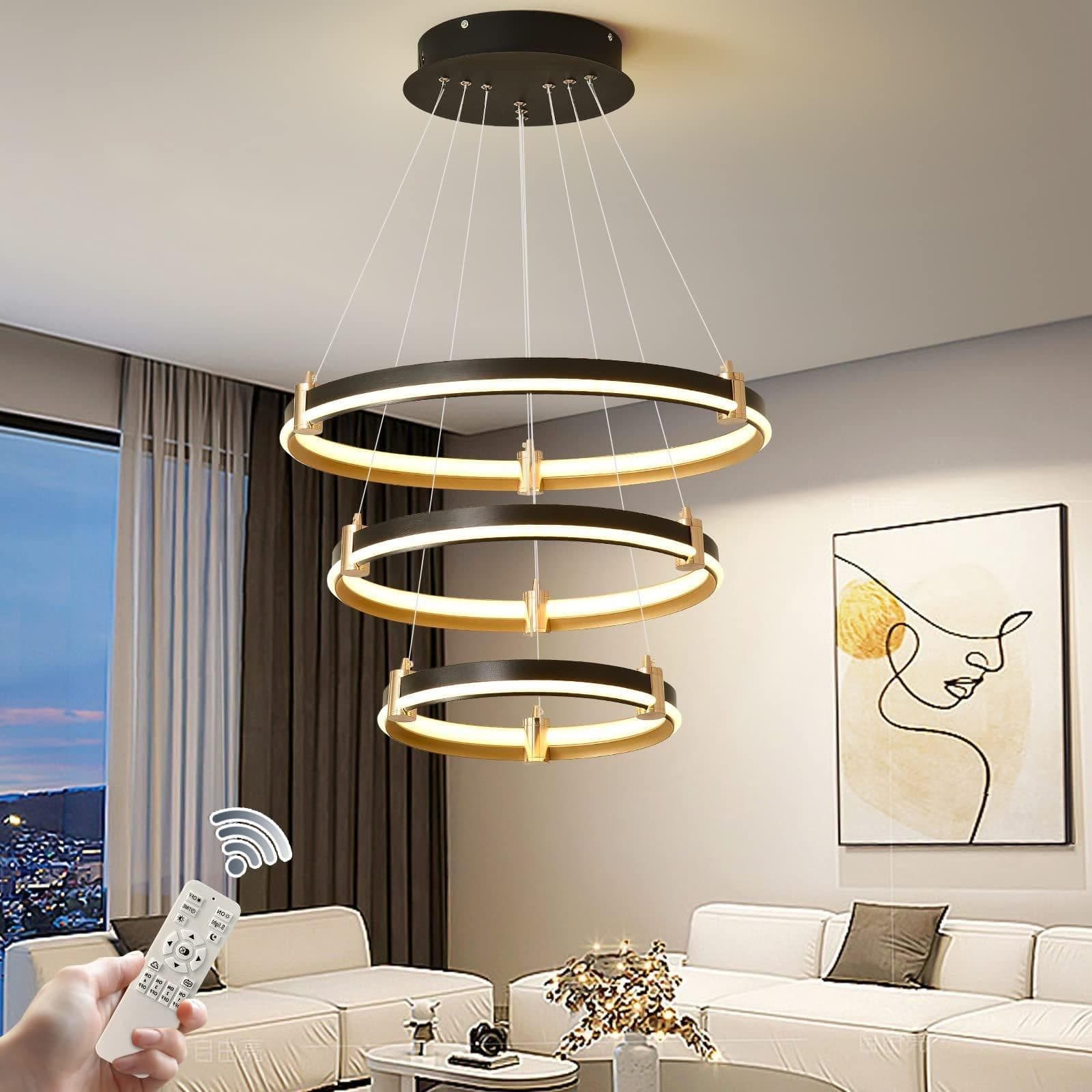 Modern 3 Ring 90W Acrylic Dimmable Pendant Light