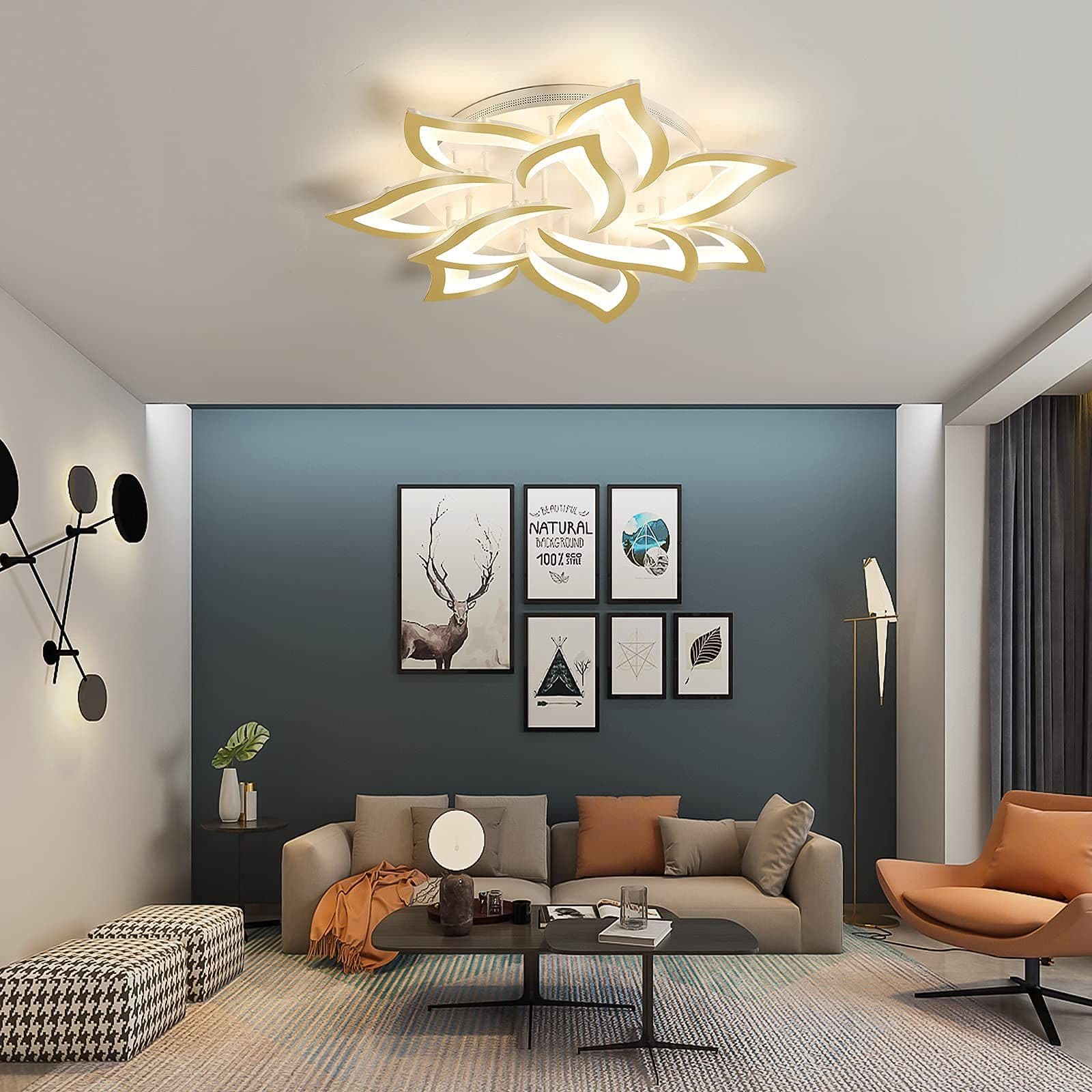 60W 10 Petals Dimmable Acrylic LED Flush Mount Chandelier