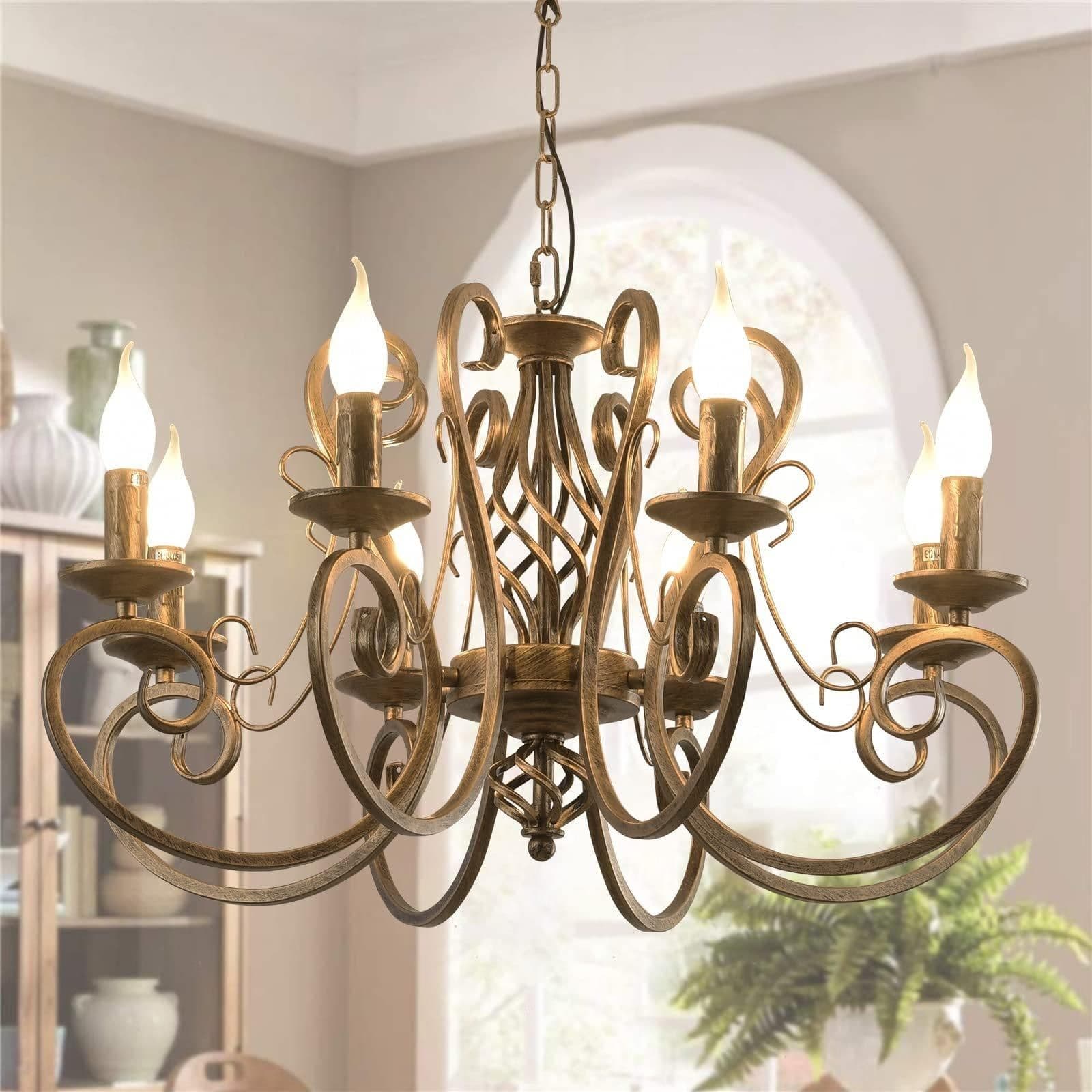 8 Light Vintage Metal Chandelier Adjustable Height