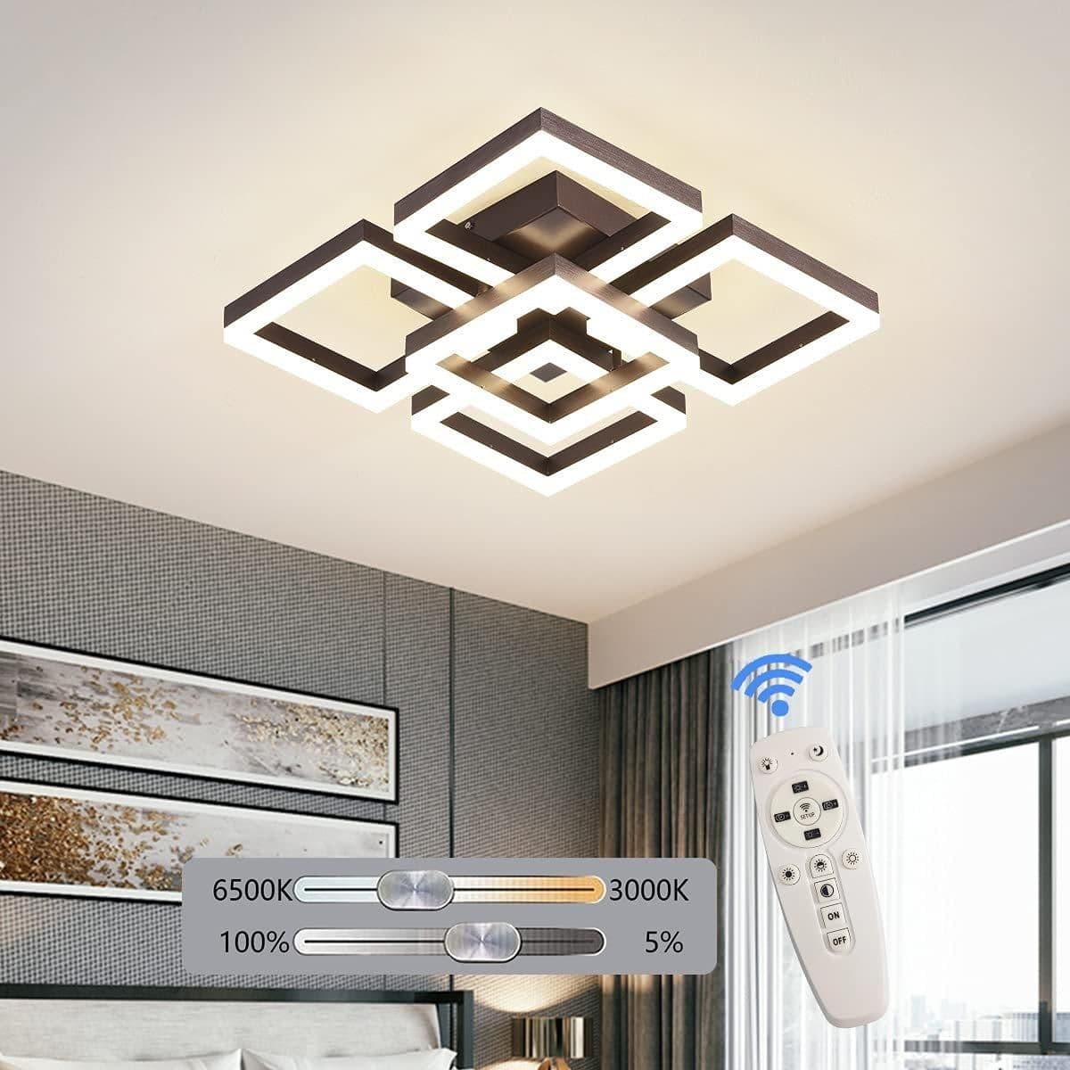 64W Acrylic Dimmable Flush Mount LED Chandelier Remote Control