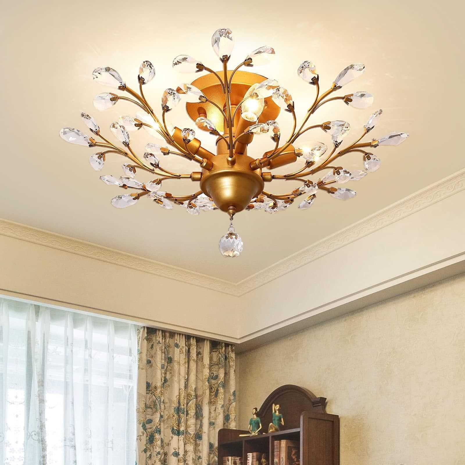 4 Light Vintage Crystal Ceiling Lights