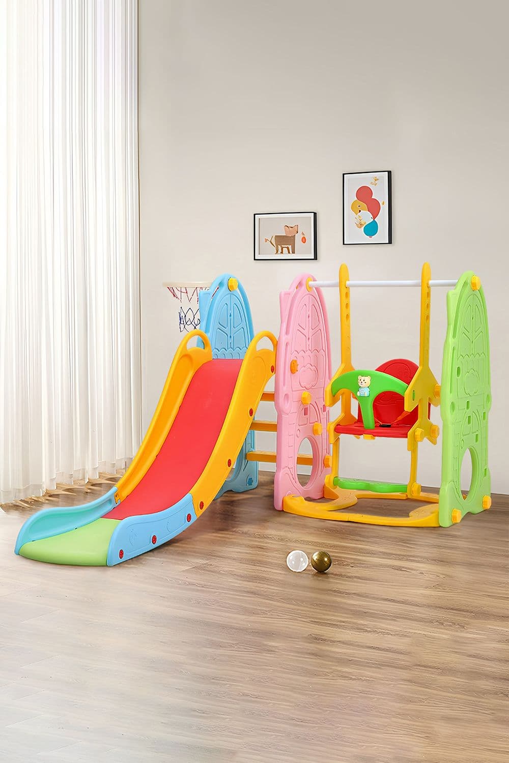 Colourful Toddler Swing and Slide Playset Indoor Outdoor