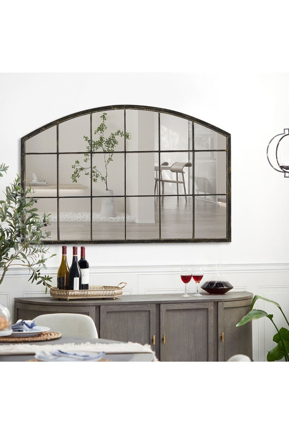 Modern Arched Wall Mirror with Metal Frame