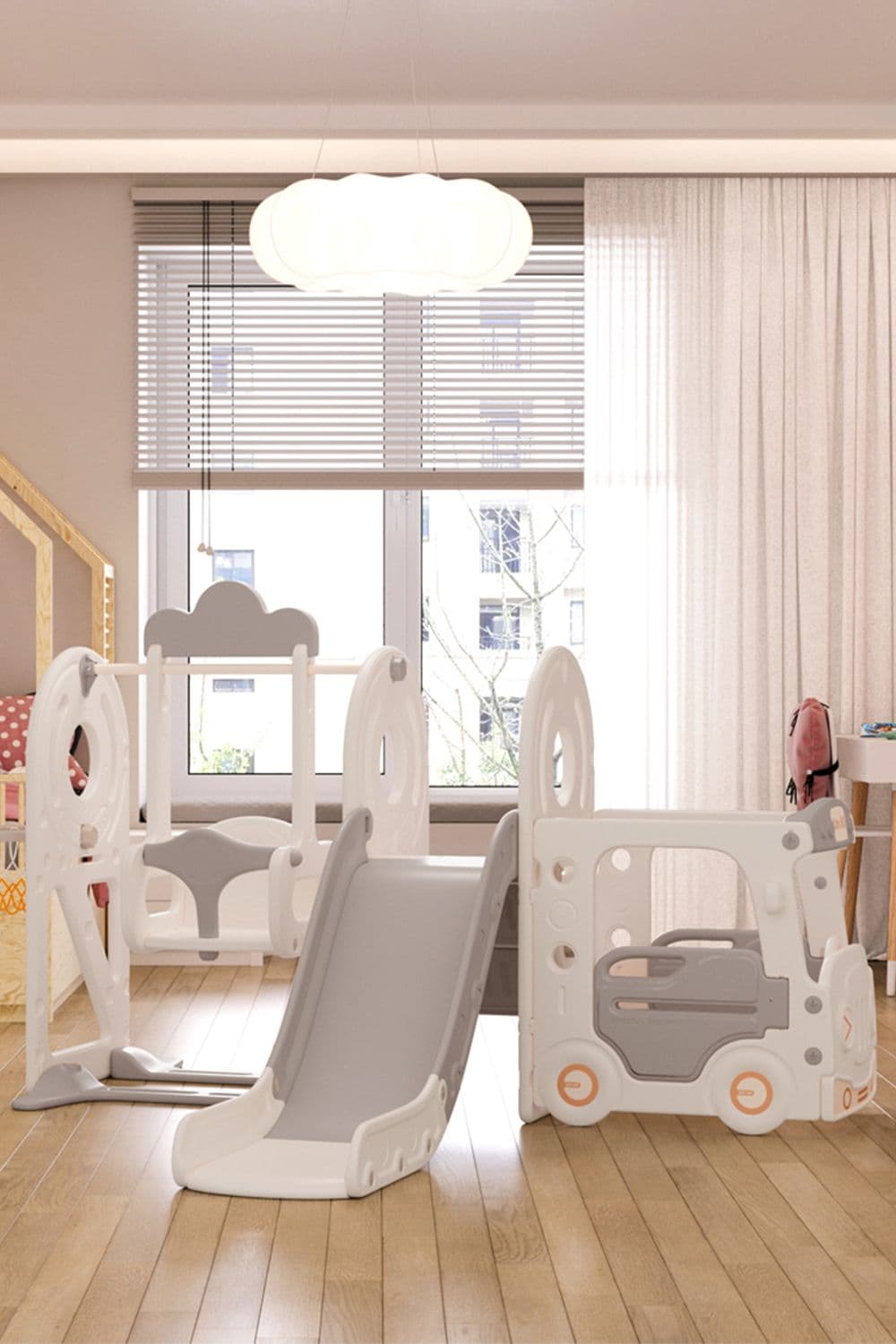 3-in-1 Kids Toddler Swing and Slide Set Climber Playset