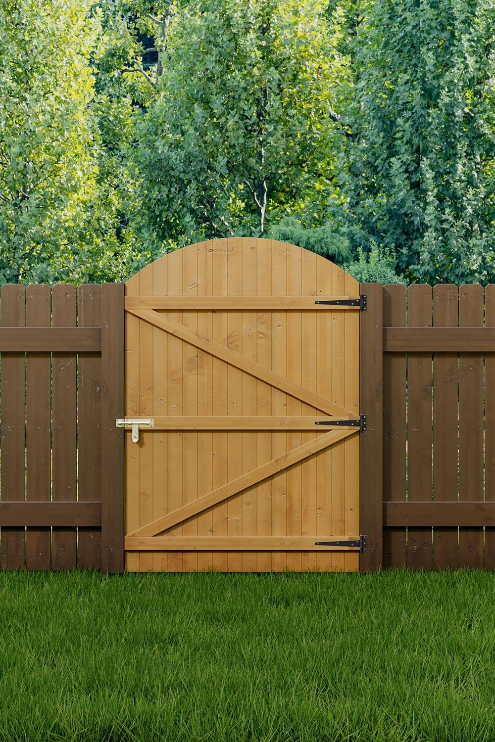 Semi Braced Arch Top Strong Wooden Garden Gate 105cm W x 150cm H