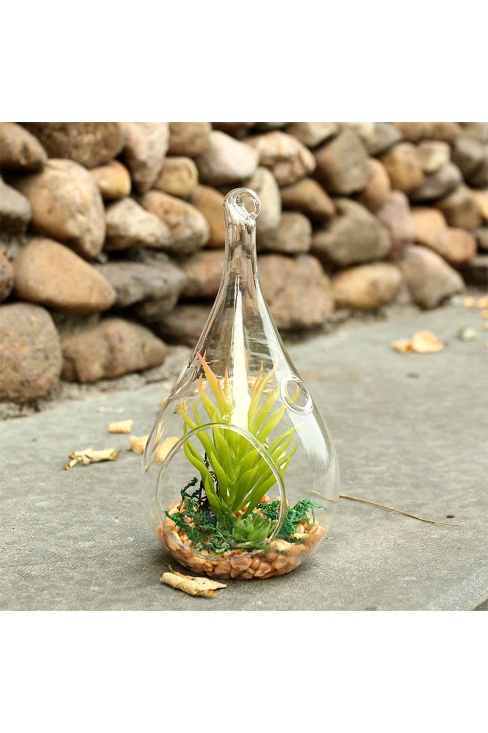 6Pcs Drop-shaped Clear Glass Ornament with Double Holes for Home Decor