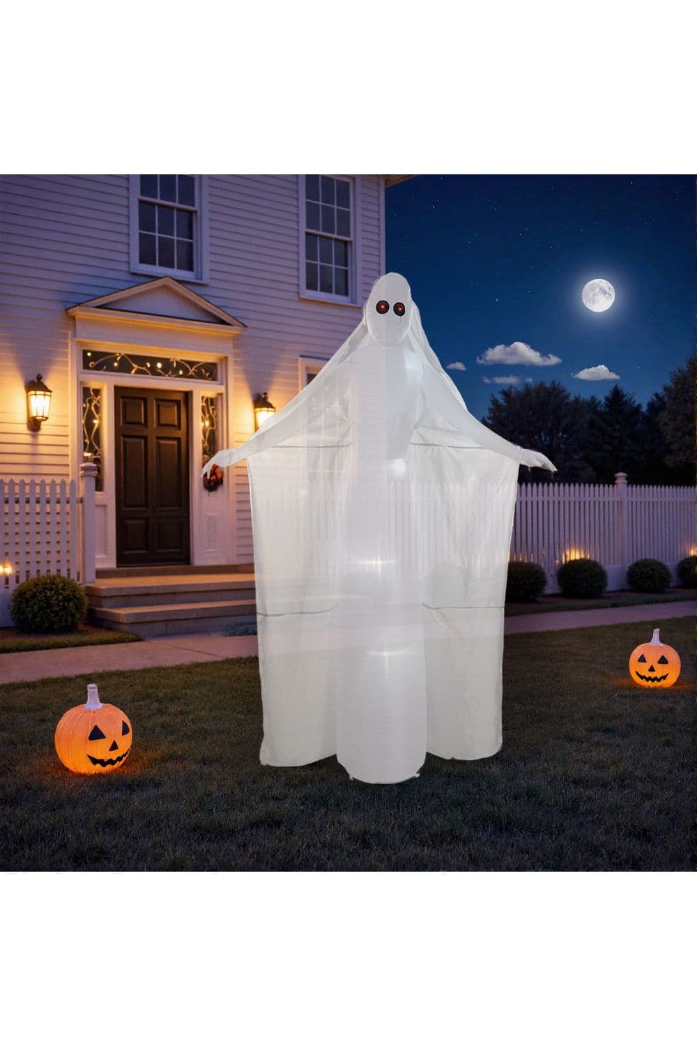 Tall Ghost Bribe with Red Eyes Inflatable for Halloween