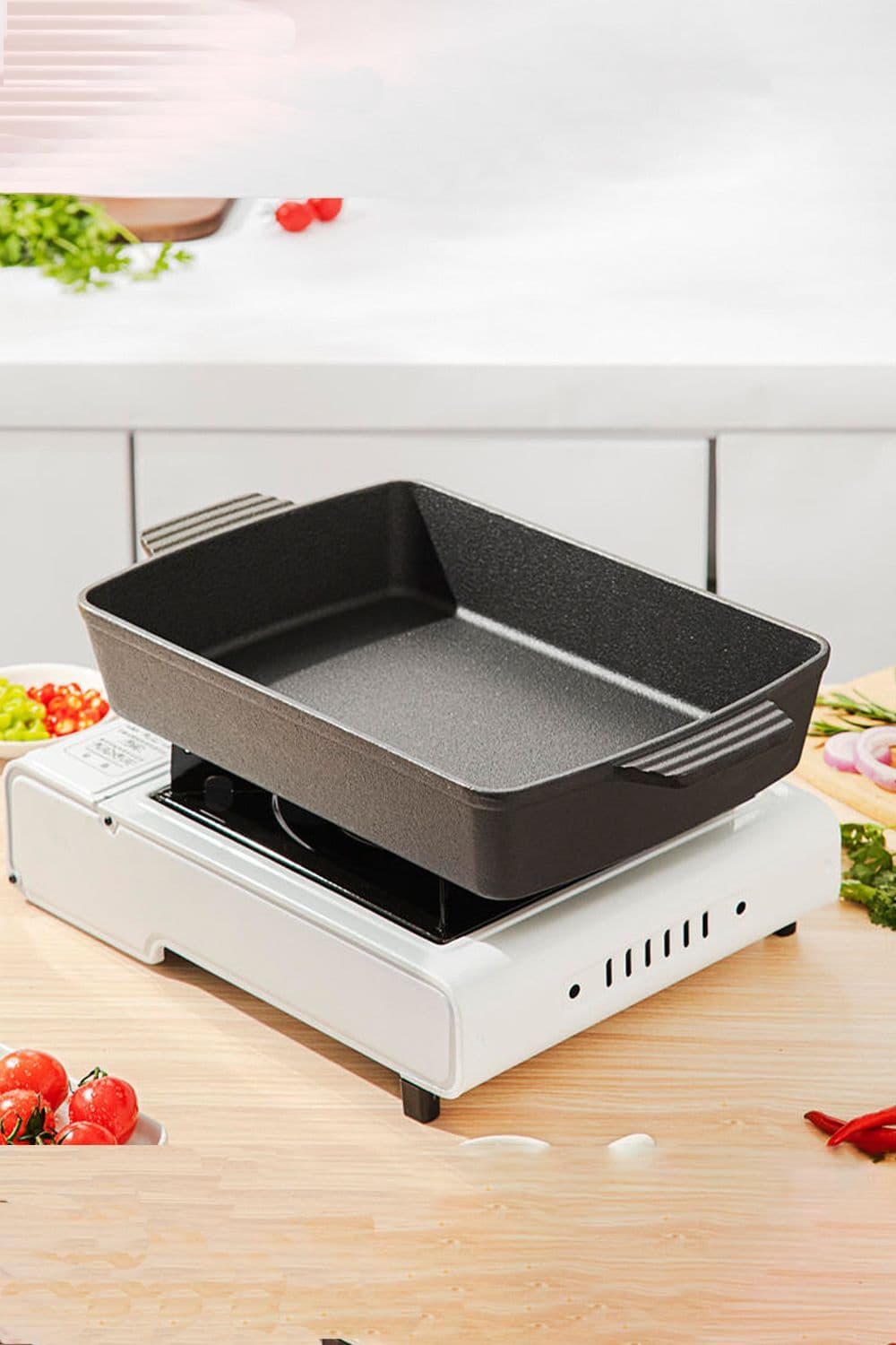 Rectangular Cast Iron Baking Pan Sauce Pan Cookware 38cm * 23cm * 6.5cm