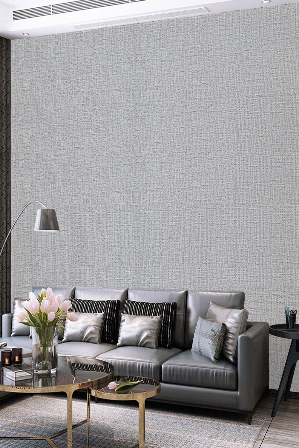 10M x 45Cm Grey Linen Textured PVC Self-adhesive Wallpaper Roll