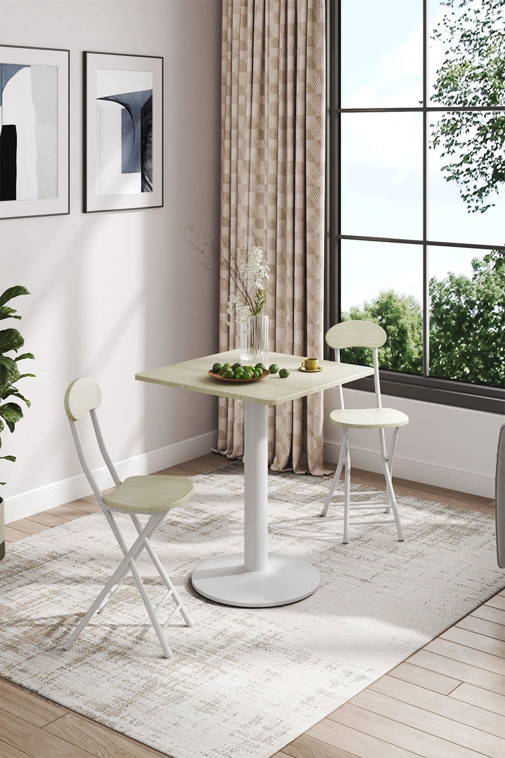 White Square Coffee Table with Metal Base