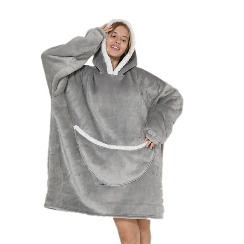 Light Grey Warm Oversized Soft Fleece Hoodie Blanket