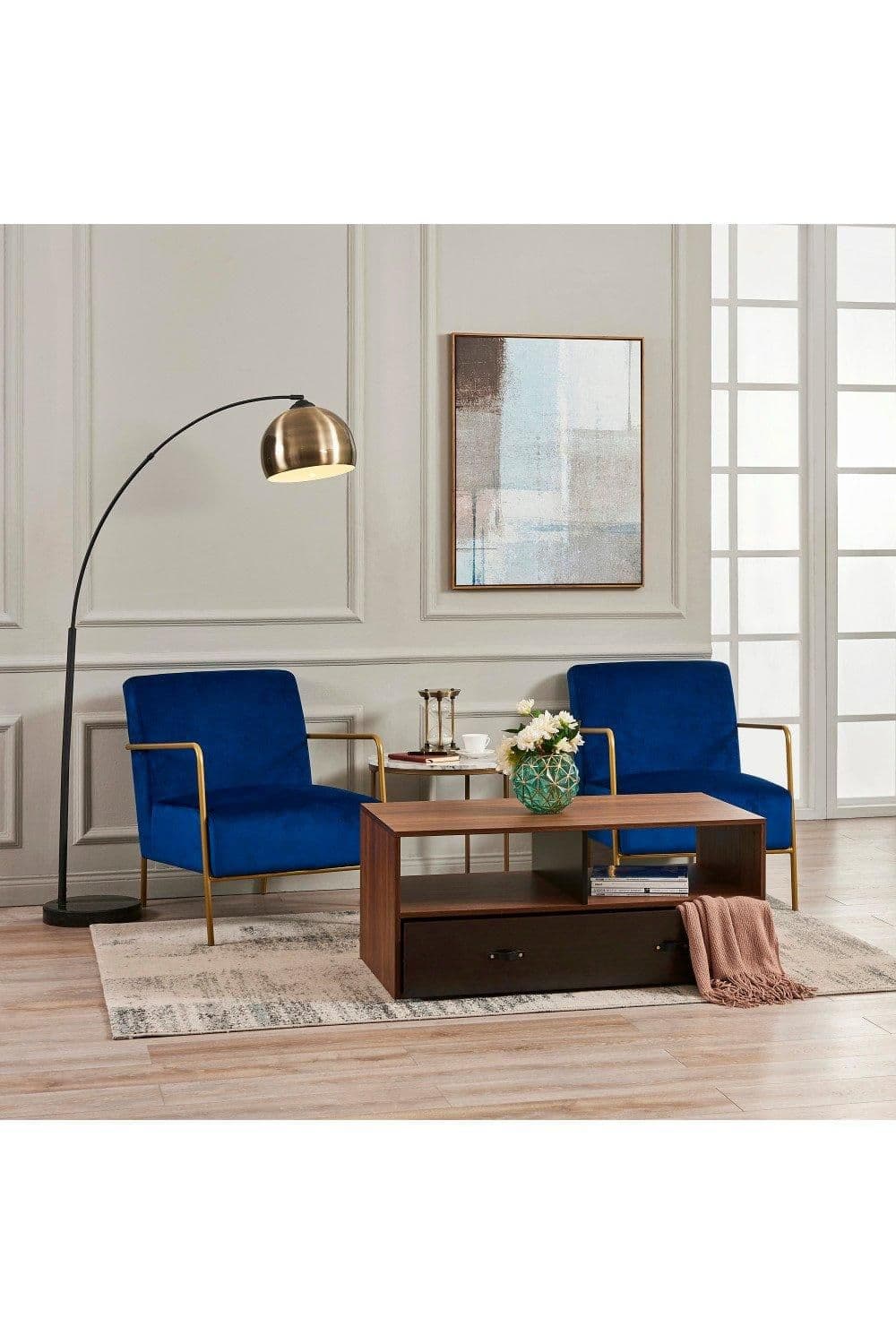 Henry Wooden Coffee Table & Storage Modern Rectangular End Table