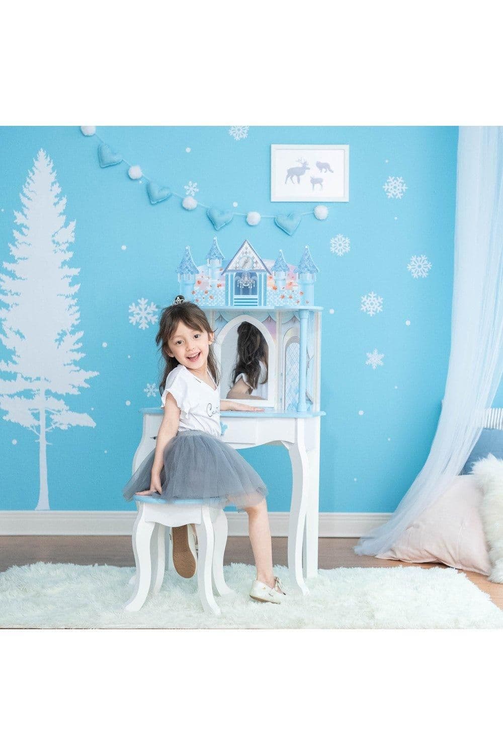 Dreamland Castle 2 pc. Wooden Vanity Play Set Blue White
