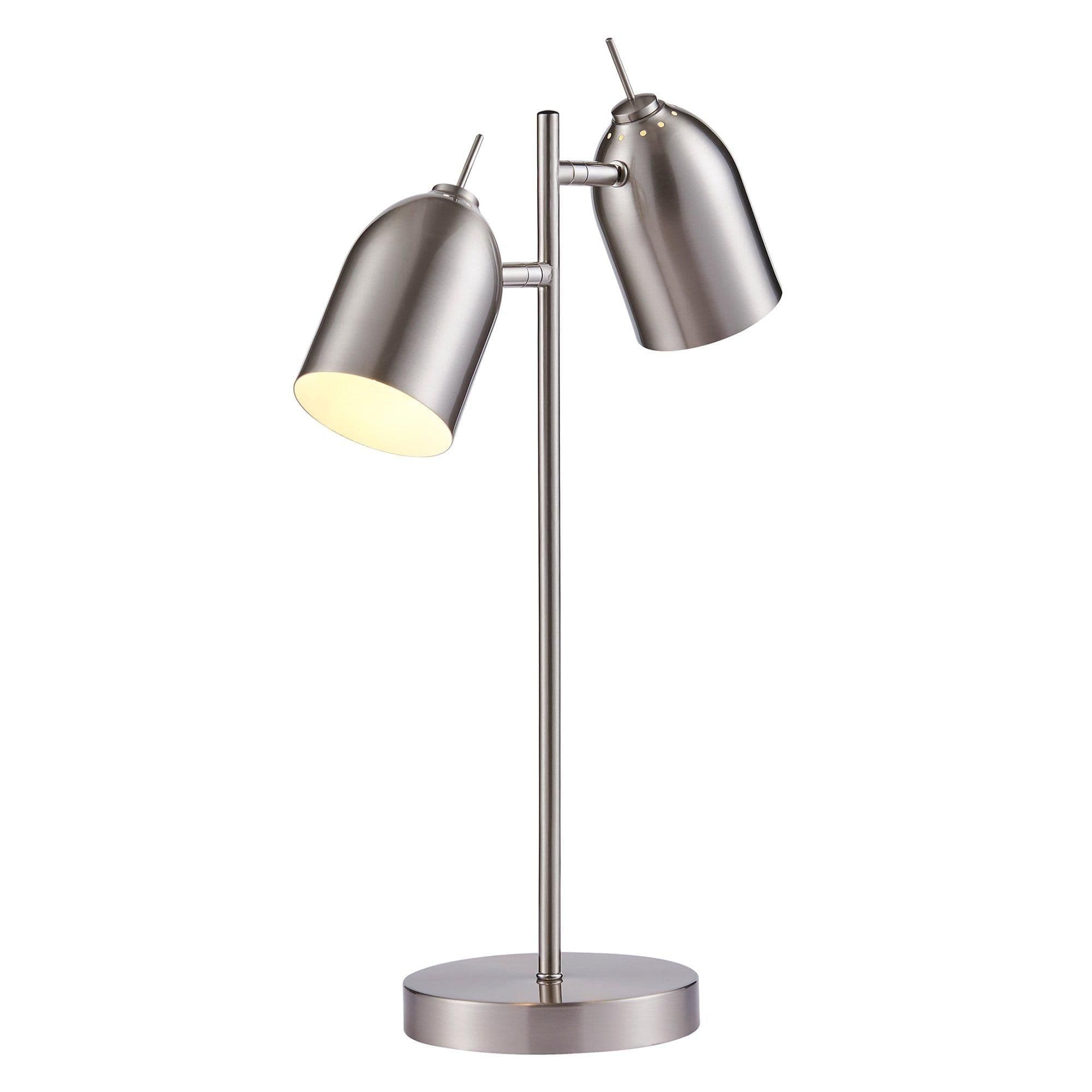 Mason Modern Double Light Adjustable Table Lamp Standing Light Chrome Shade Finish Livingroom Bedroom Office