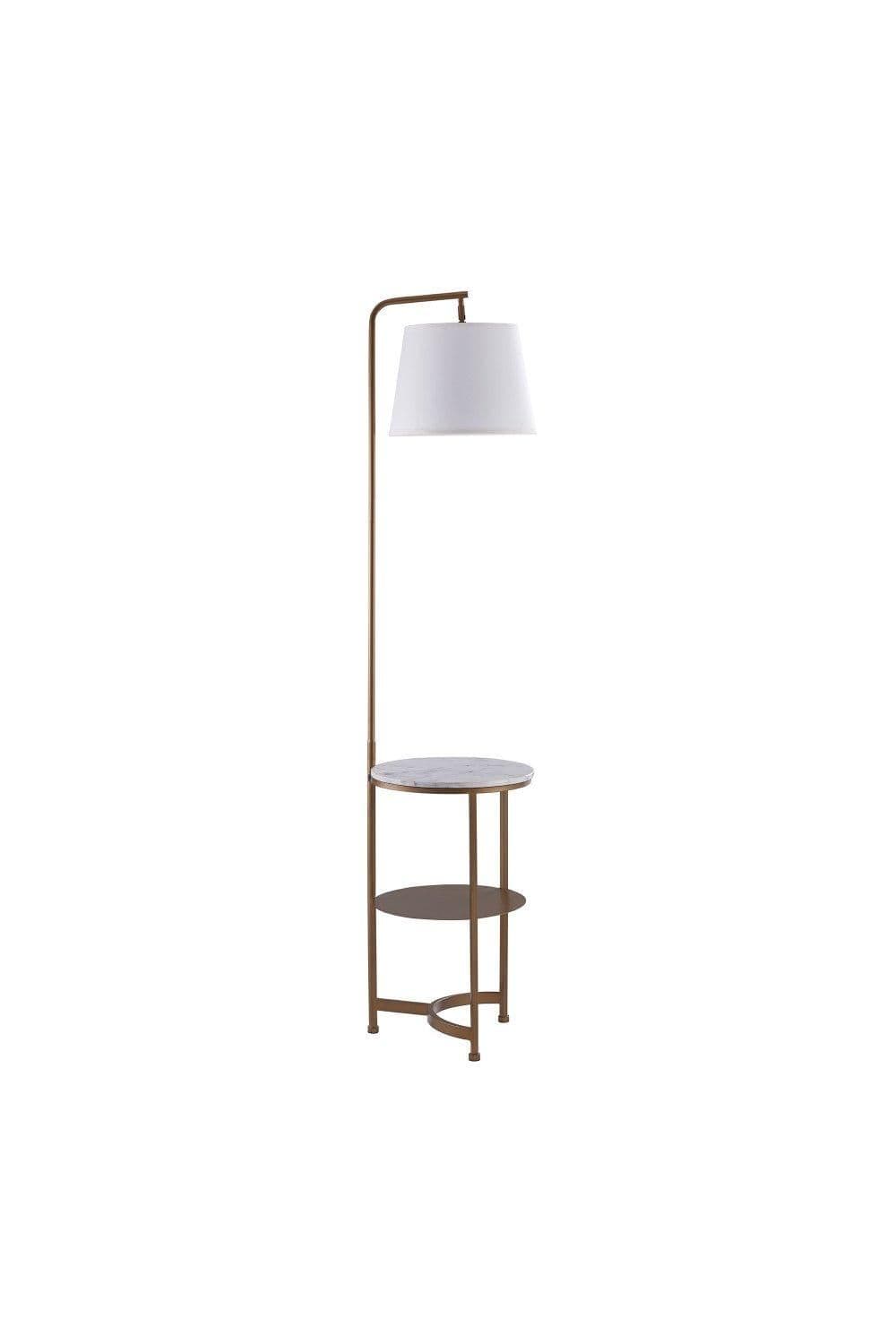 Lilah 163cm Tray Table Floor Lamp Gold Drum Shade