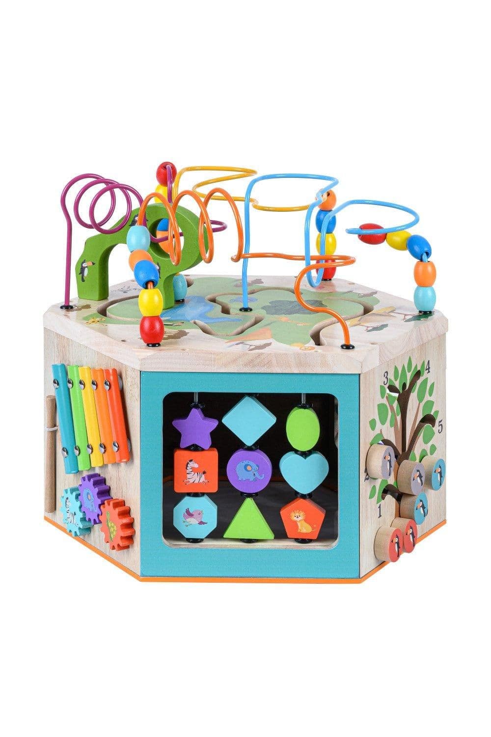 7 1 Large Educational Wooden Activity Cube