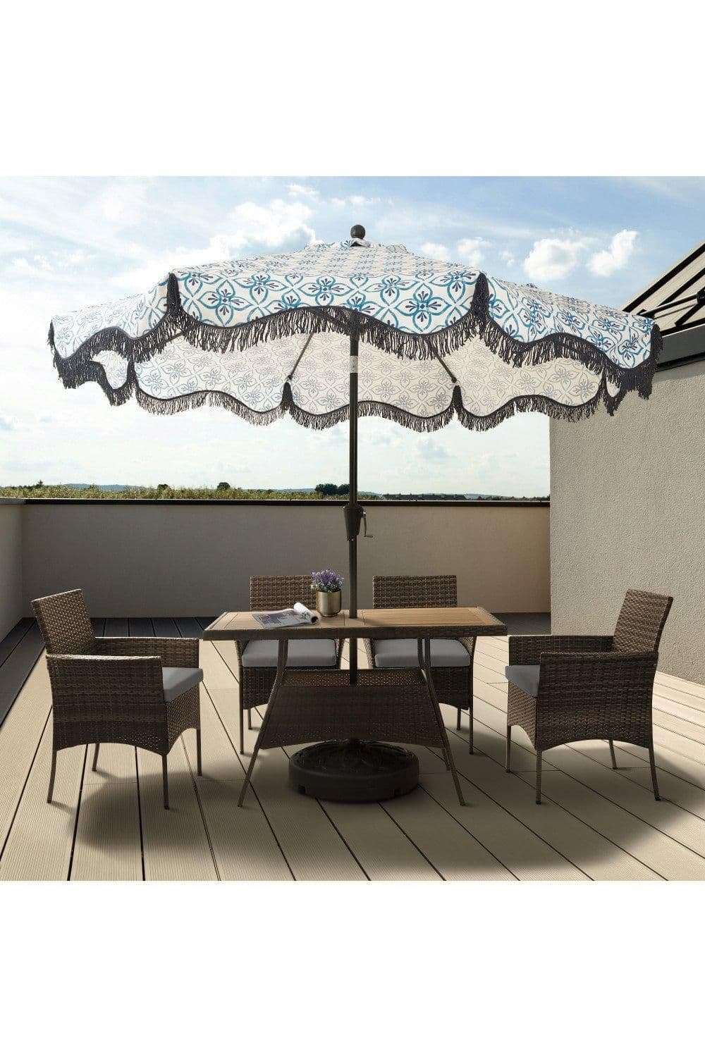 5 Piece Outdoor Patio Furniture Dining Set Rattan Garden Table