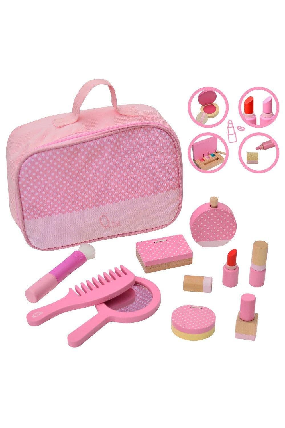 Wooden Travel Vanity Set Makeup Kit Pretend Play