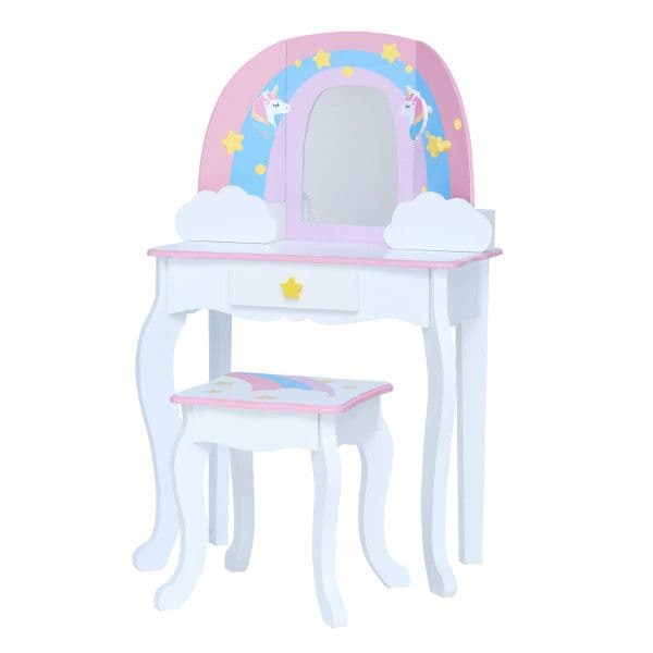 Little Dreamer Unicorn 2 pc. Wooden Vanity Set Pink White
