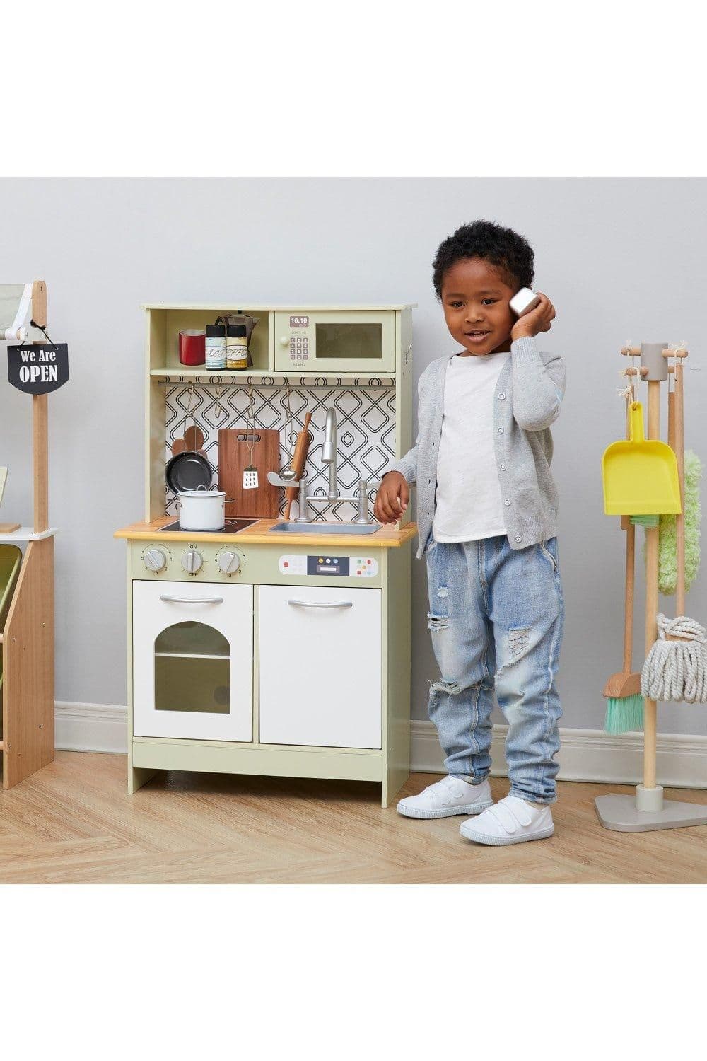 Little Chef Boston Modern Farmhouse Wooden Kitchen Playset