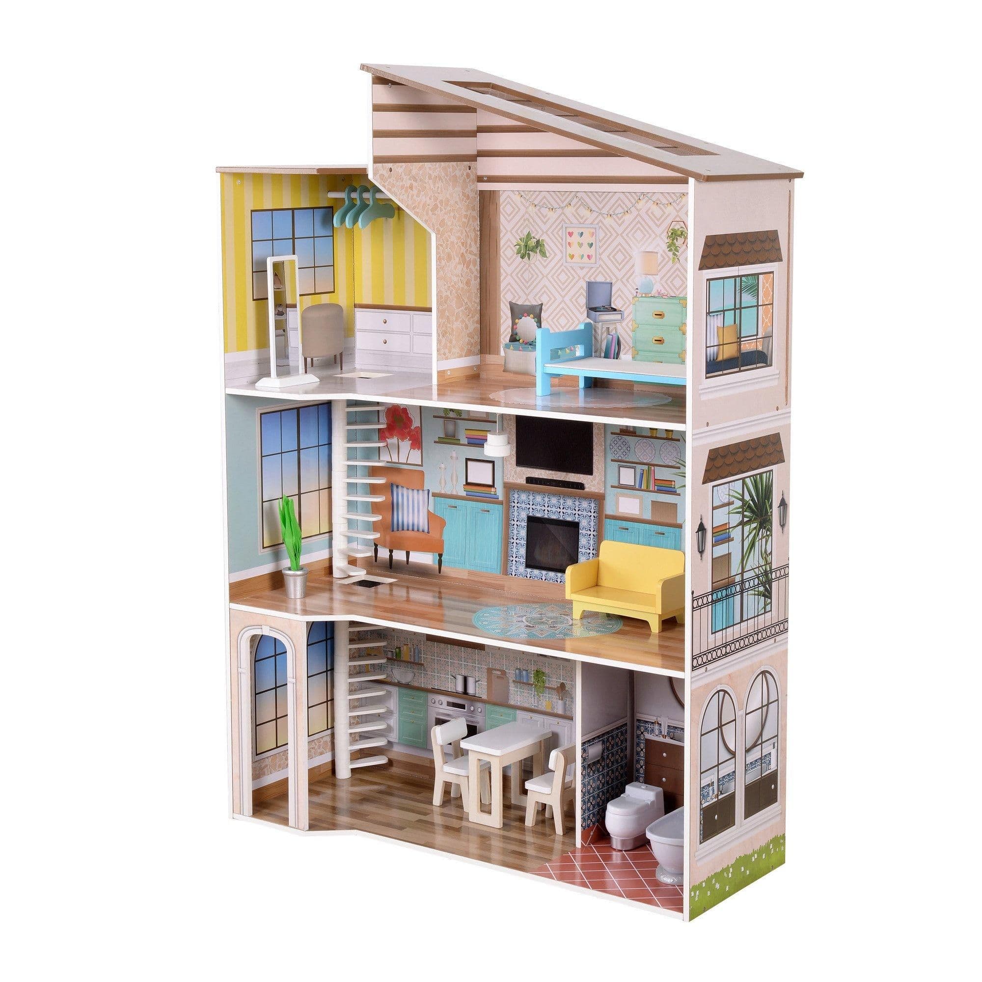 Olivias Little World Mediterranean Wooden Doll House 12" Dolls