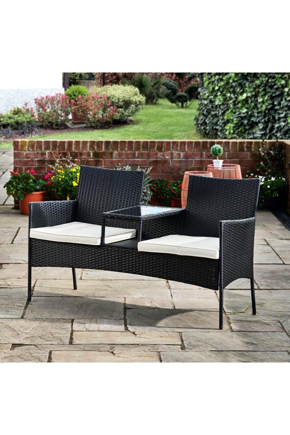 Outdoor Patio Garden Furniture Rattan Wicker Loveseat Bench