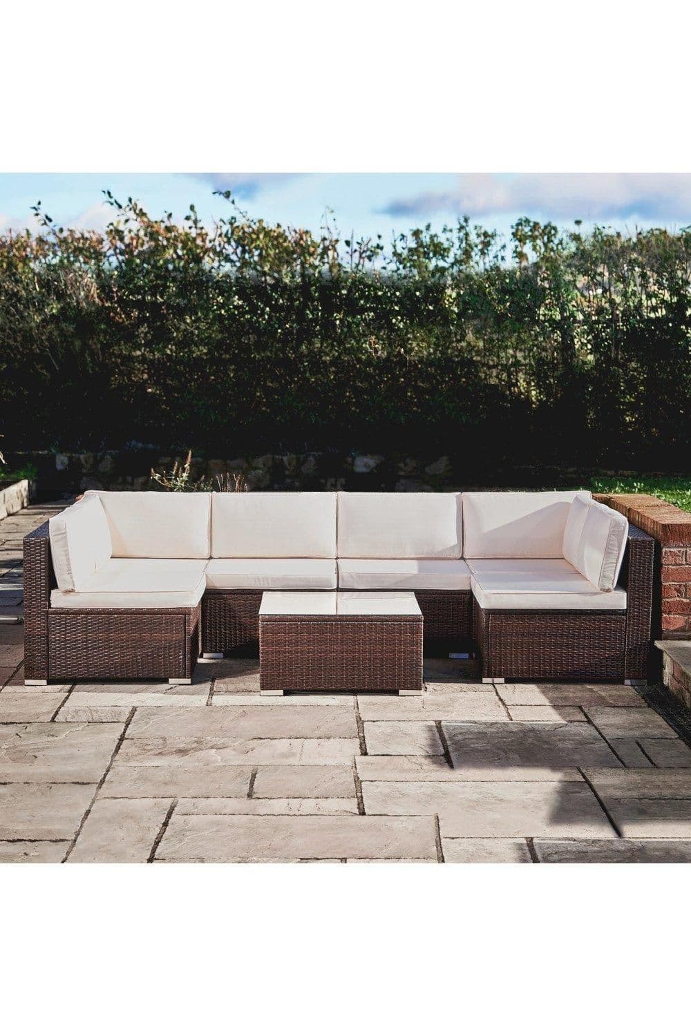 7 Piece Outdoor Garden Woven Rattan Sofa