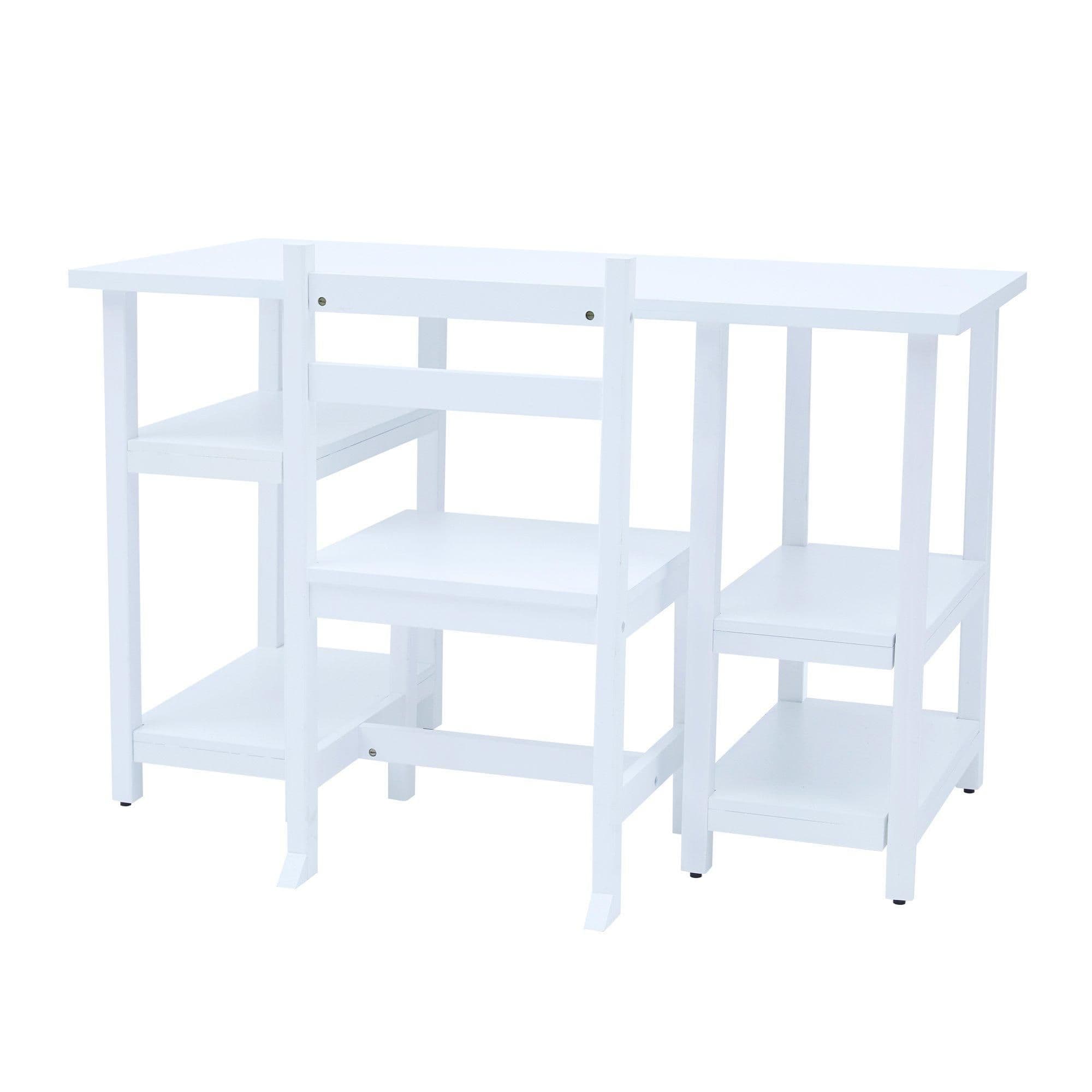 Wooden Desk & Chairs Set Shelves