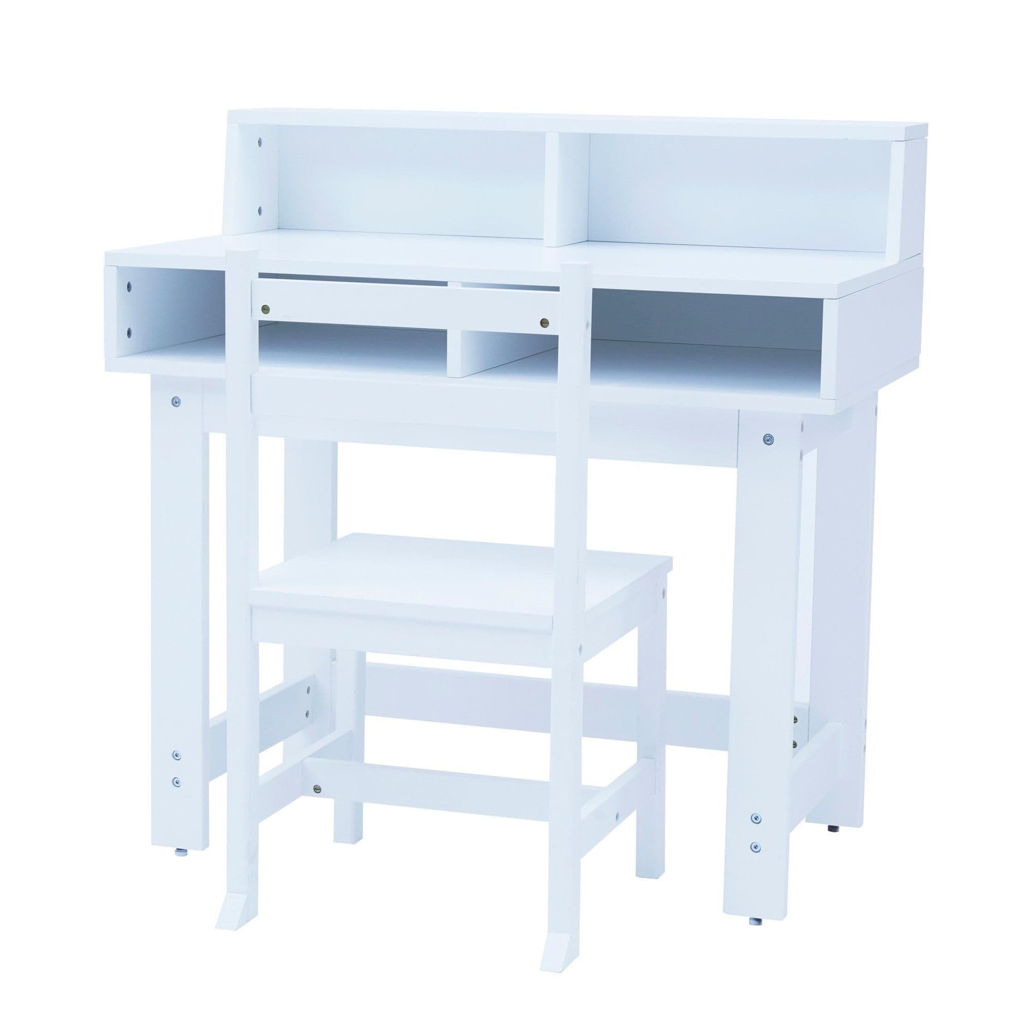 Wooden Desk & Chairs Set Storage