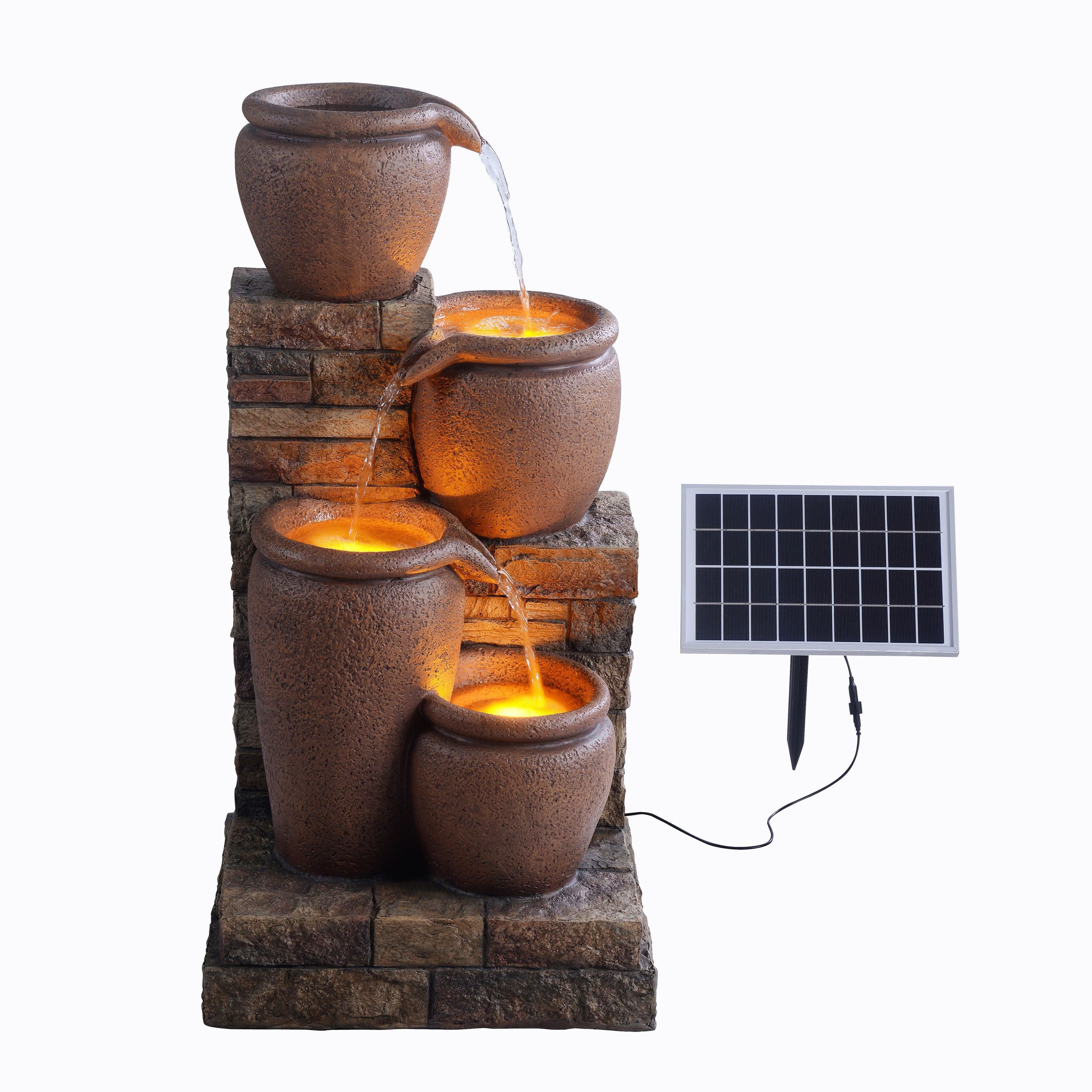 Outdoor Water Fountain LED Lights 78 cm Terracotta