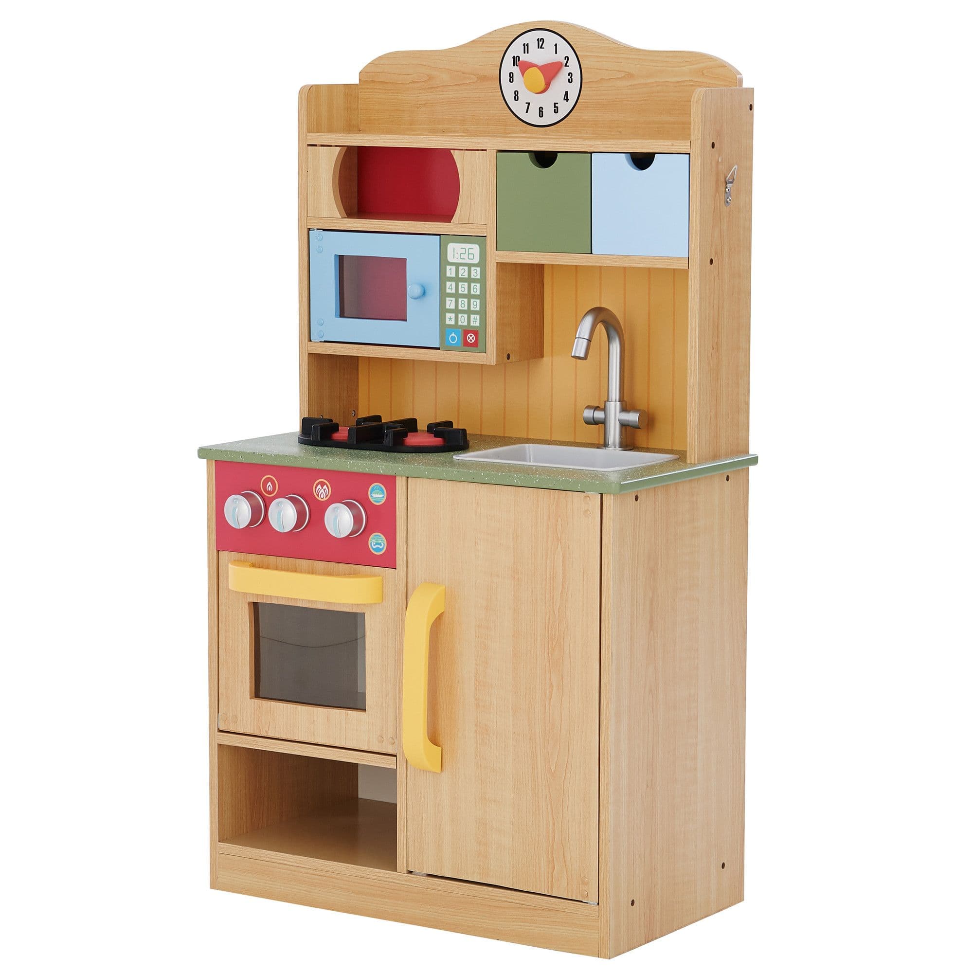 Classic Florence Interactive Wooden Pretend Play Toy Kitchen Wood Grain