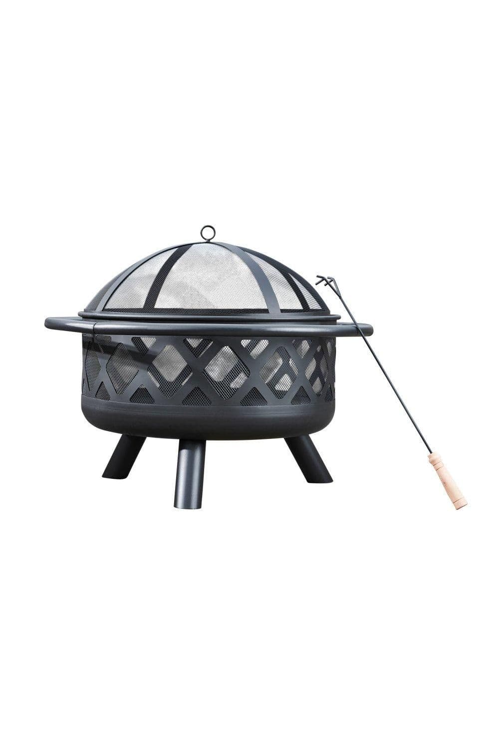 Large 76Cm Garden Round Wood Burning Fire Pit
