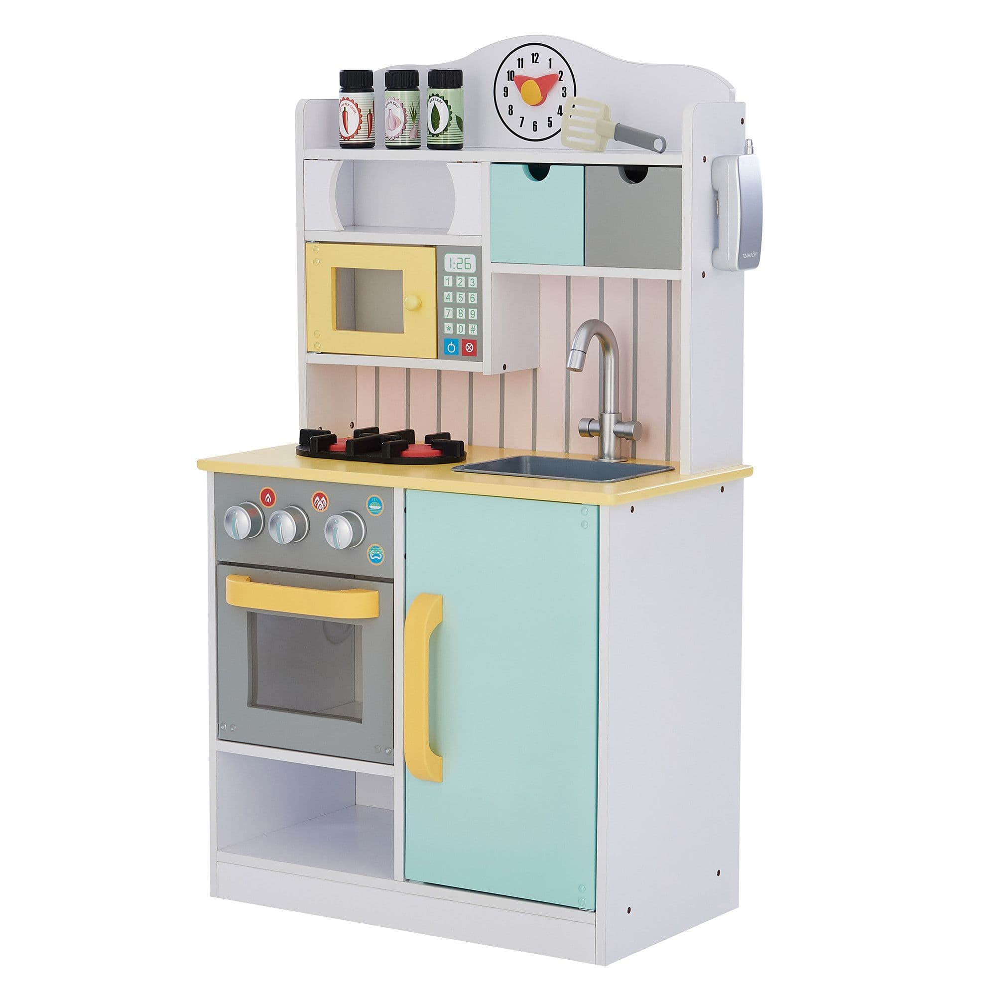 Classic Florence Interactive Wooden Pretend Play Toy Kitchen White Green &