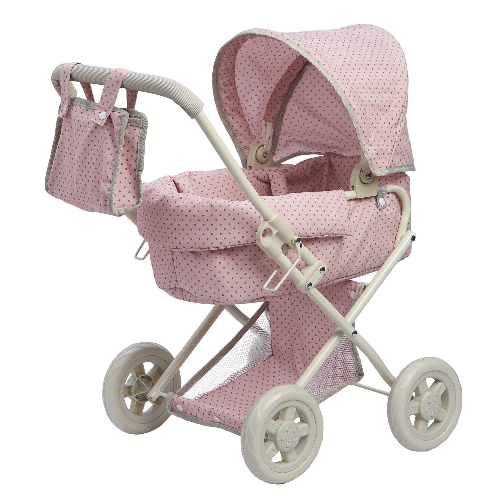 Olivias Little World Buggy Style Doll Pram Pink Grey