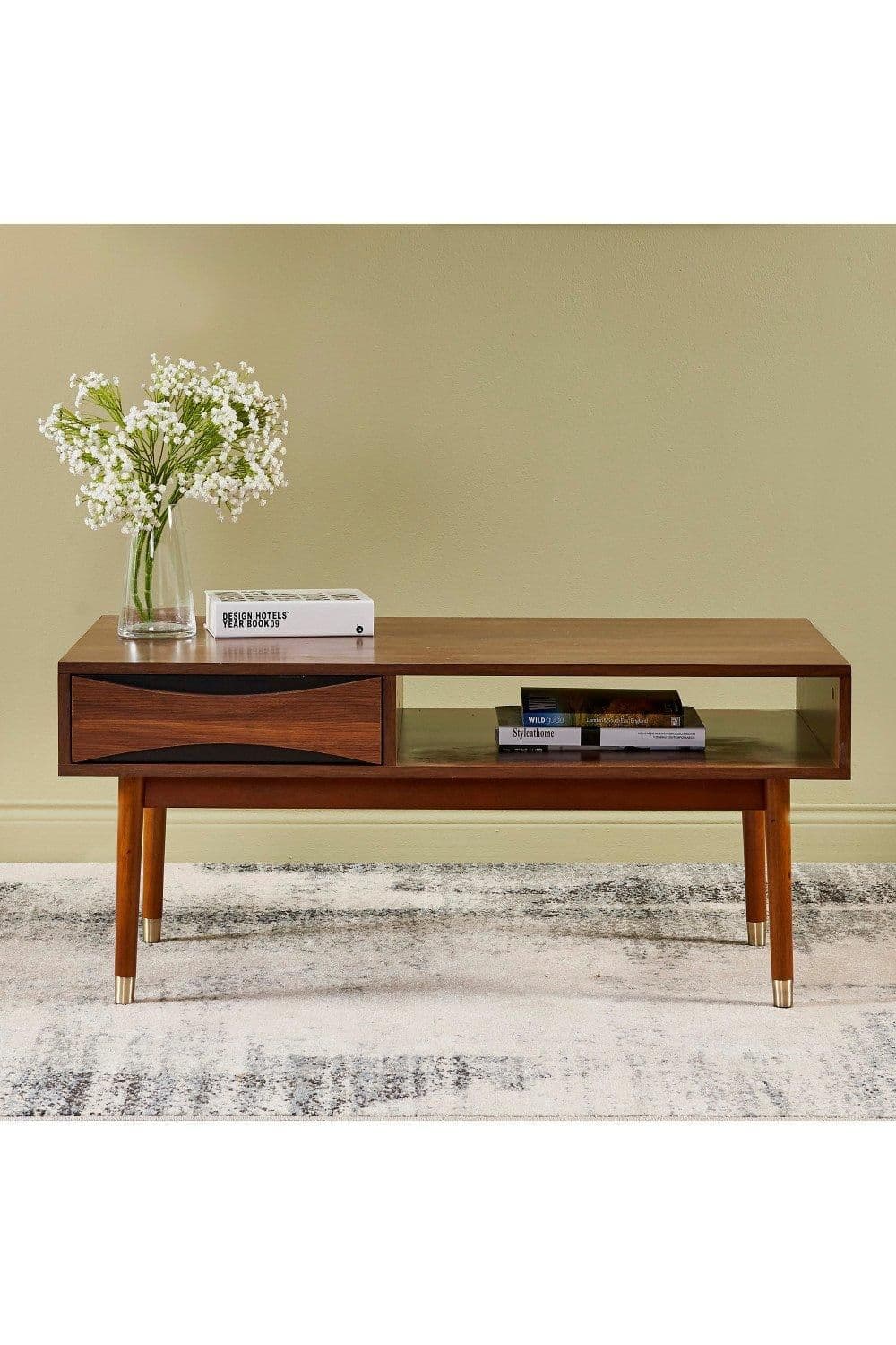 Dawson Midcentury Modern Wooden Coffee Table Living Room