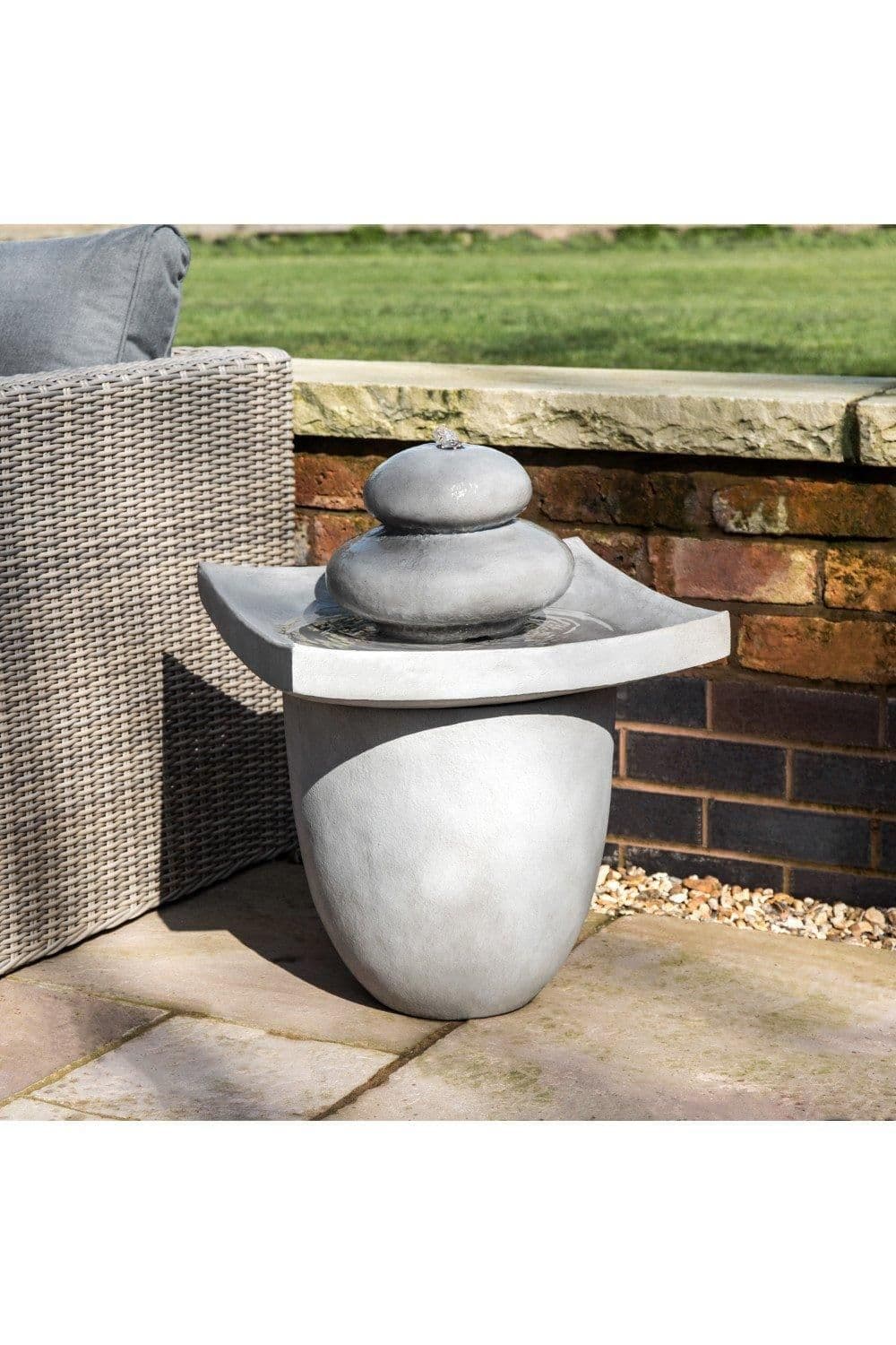 Garden Water Feature Lights Outdoor 2 Tier Basin Water Fountain