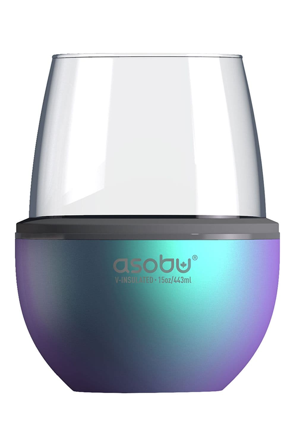 Stemless Glass Insulated Stainless Steel Sleeve Unicorn Teal